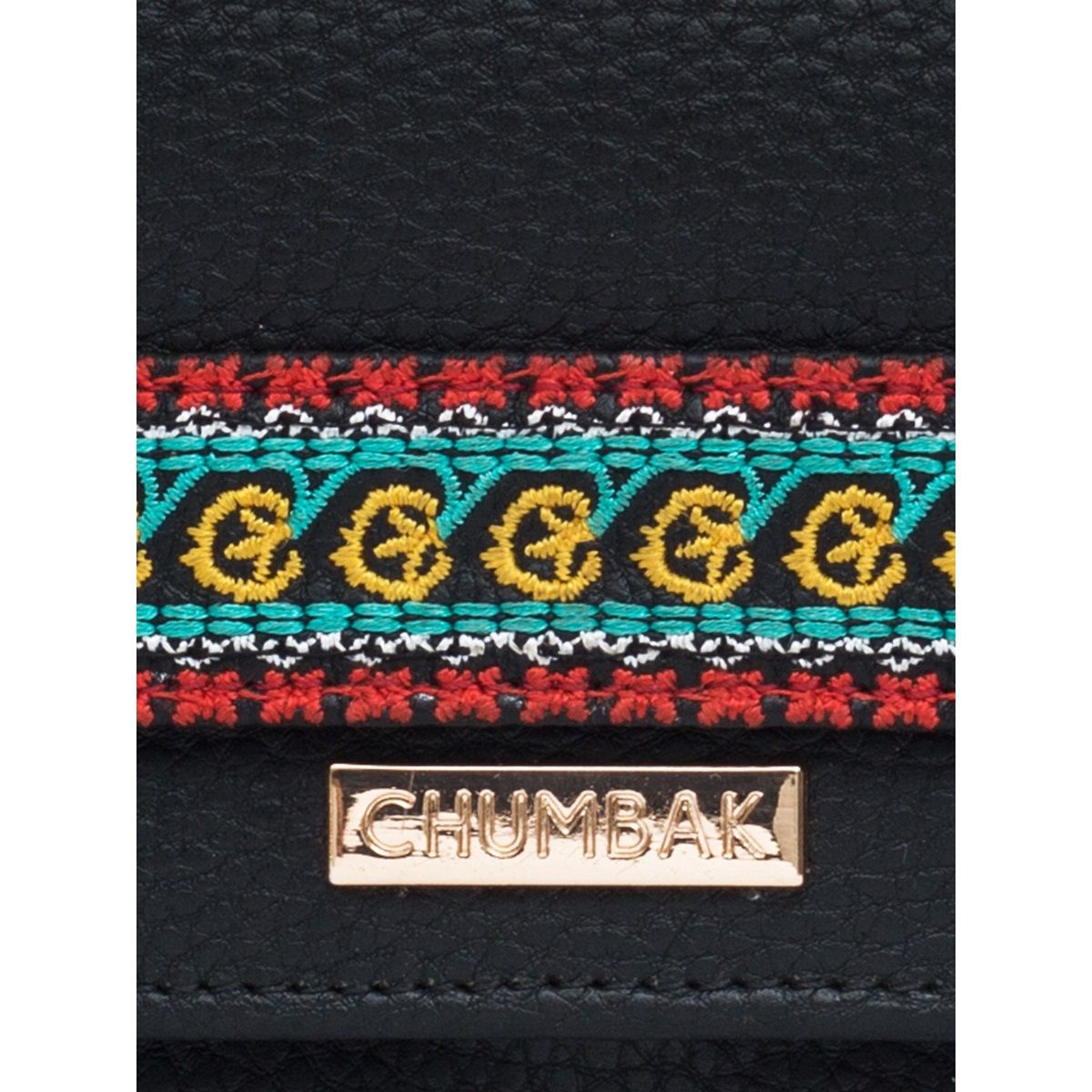 Chumbak Embroidered Lines Flap Wallet Black Buy Chumbak Embroidered