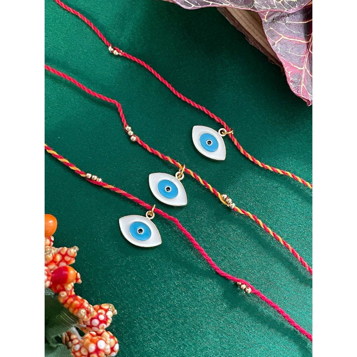 Digital Dress Room Multi-Color Evil Eye Charm Rakhi (Pack of 3)