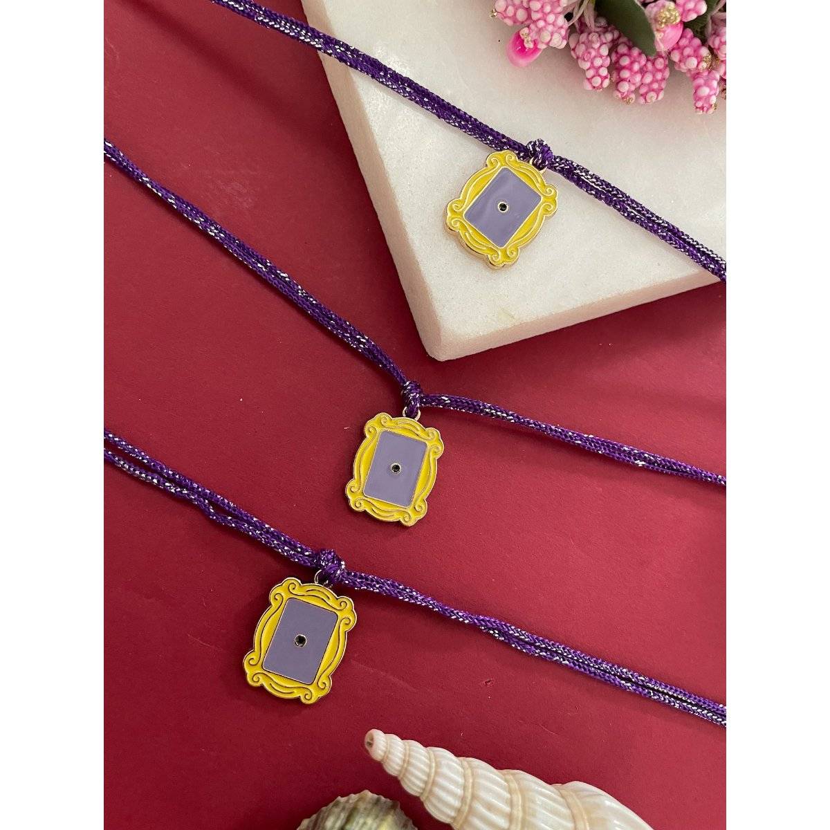 Digital Dress Room Multi-Color Friends Peephole Frame Rakhi (Pack of 3)