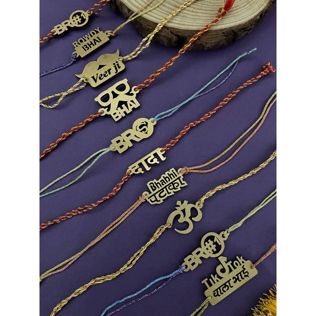 Digital Dress Room Gold Funky Slogan Bro Rakhi (Pack of 10)