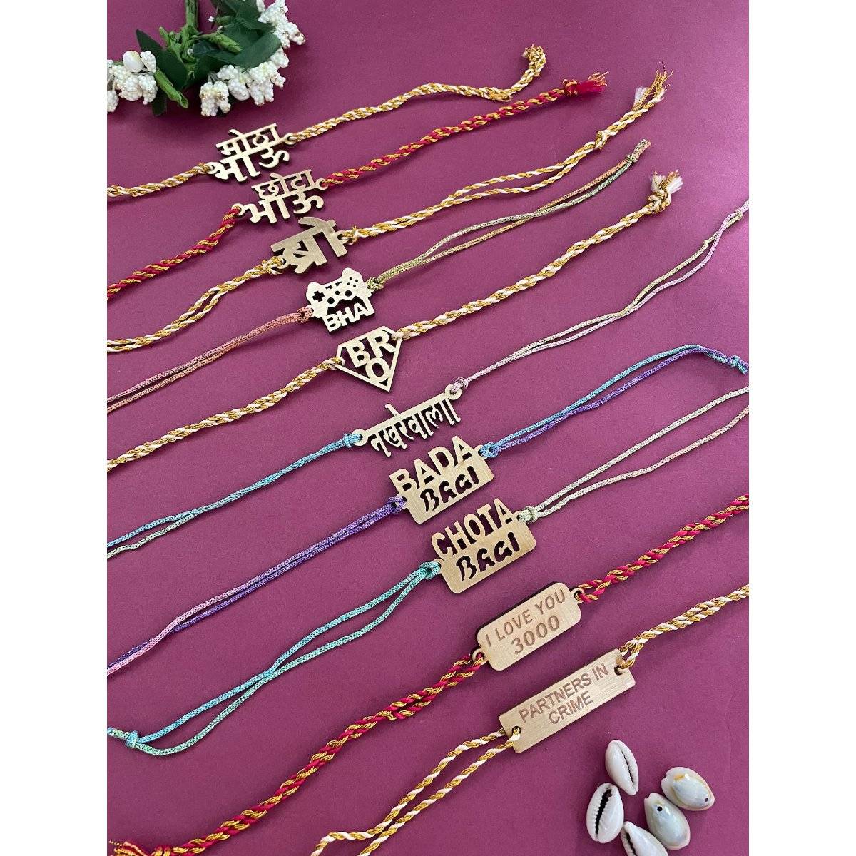 Digital Dress Room Gold Bada Bhai Chhota Bhai Rakhi (Pack of 10)