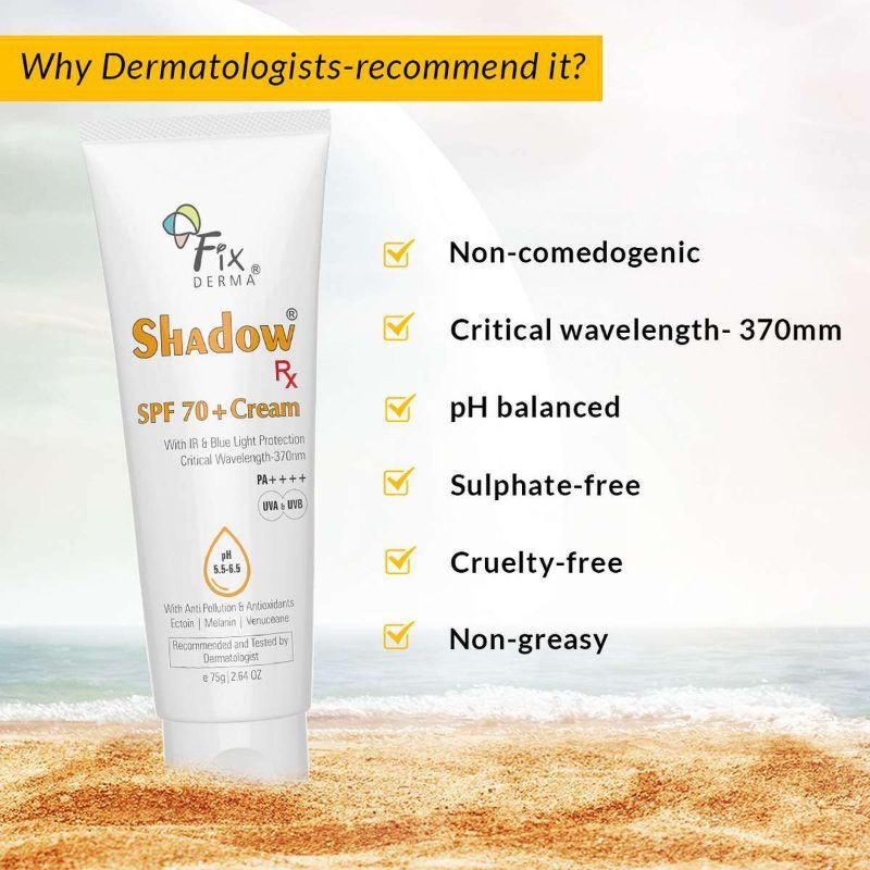 Buy Fixderma Shadow Rx Sunscreen SPF 70+ Cream For Dry Skin Acne Prone Online