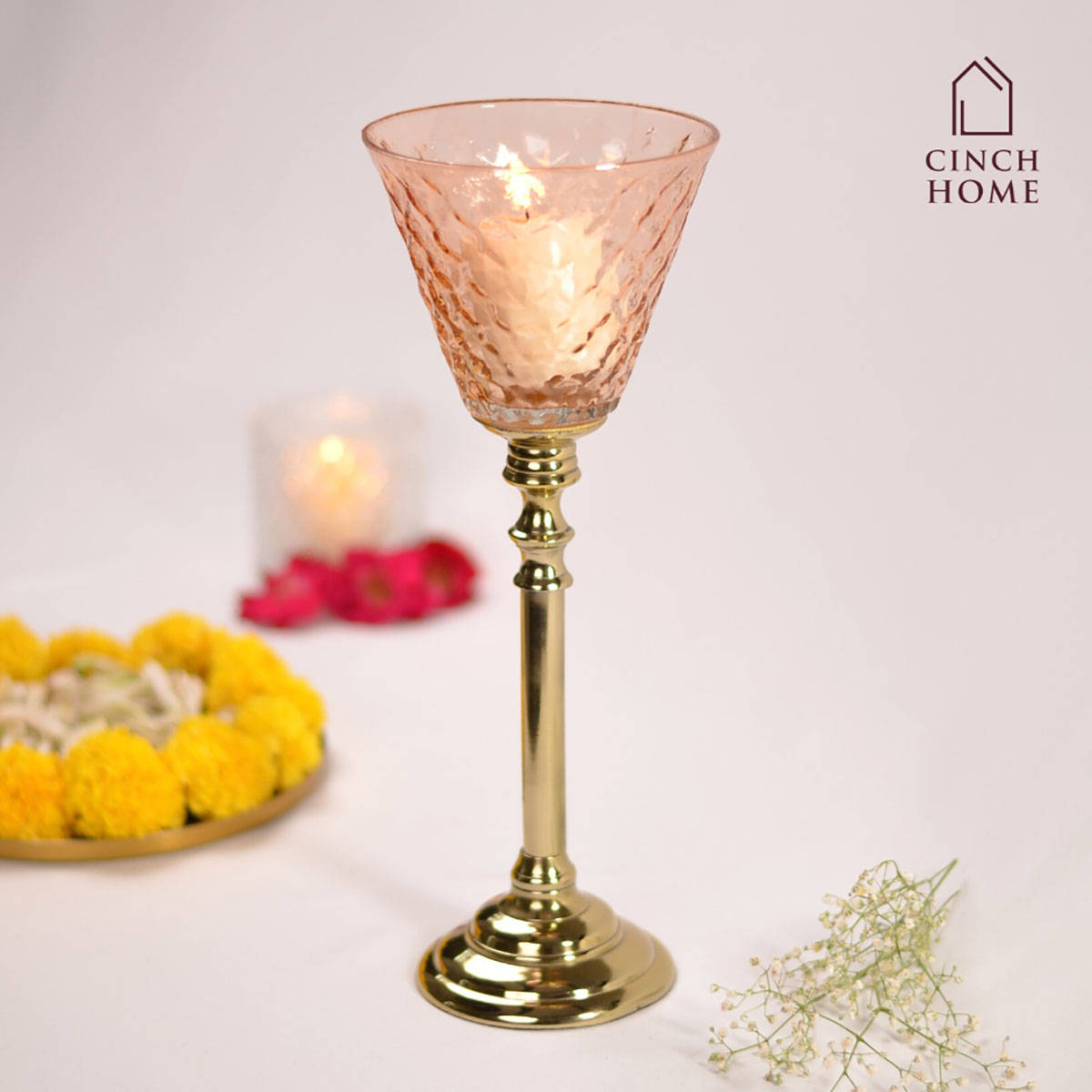 Cinch Home Enhance Peach Candle Holder