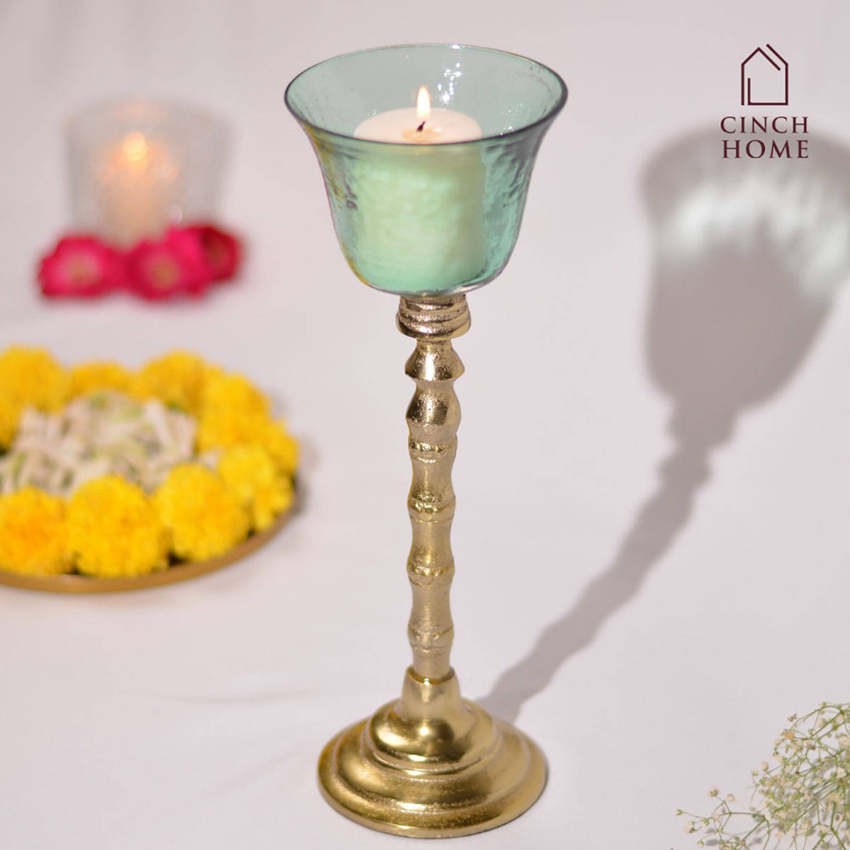 Cinch Home Enhance Green Candle Holder