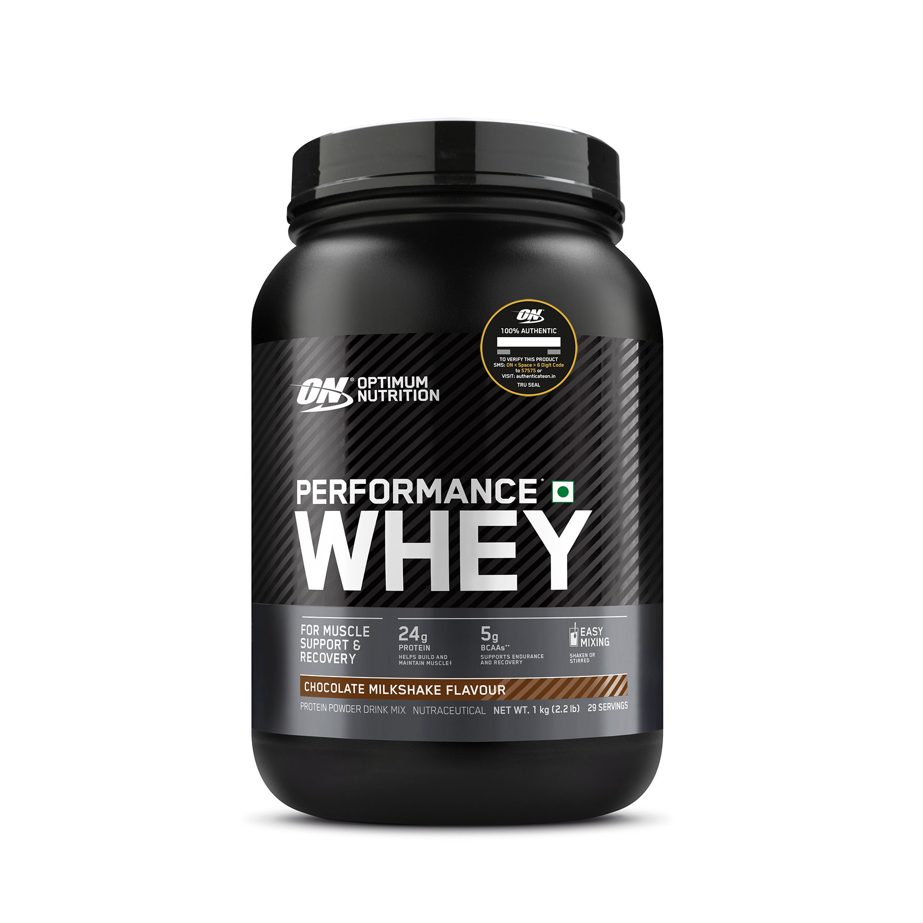 Optimum Nutrition Performance Whey Protein Powder, 24g Protein, 5g BCAA - Chocolate Milkshake