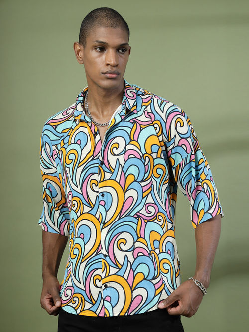 RIGO Men Multi-Coloured Oversized Printed Shirt