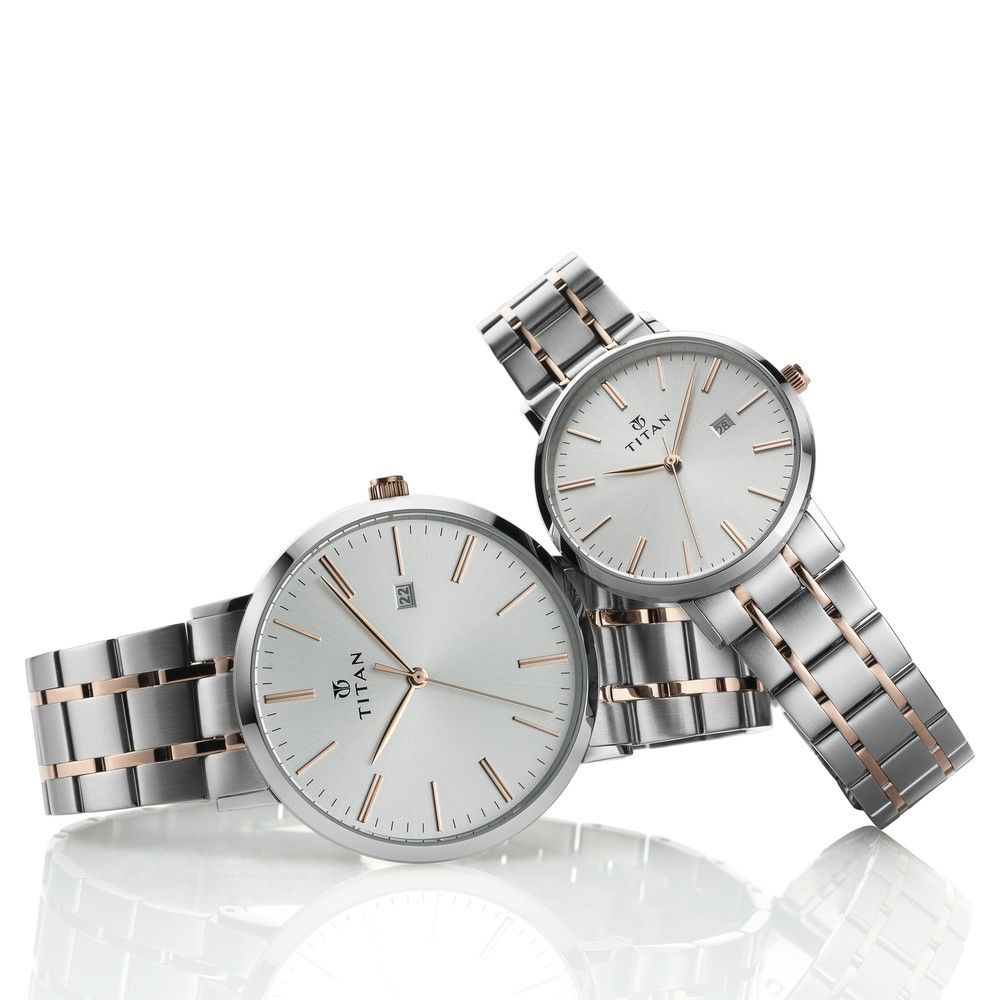 Titan Silver Dial Stainless Steel Strap Watch