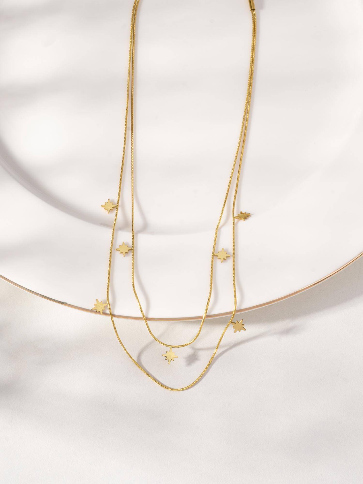 Palmonas Gold Star Station Layered Necklace