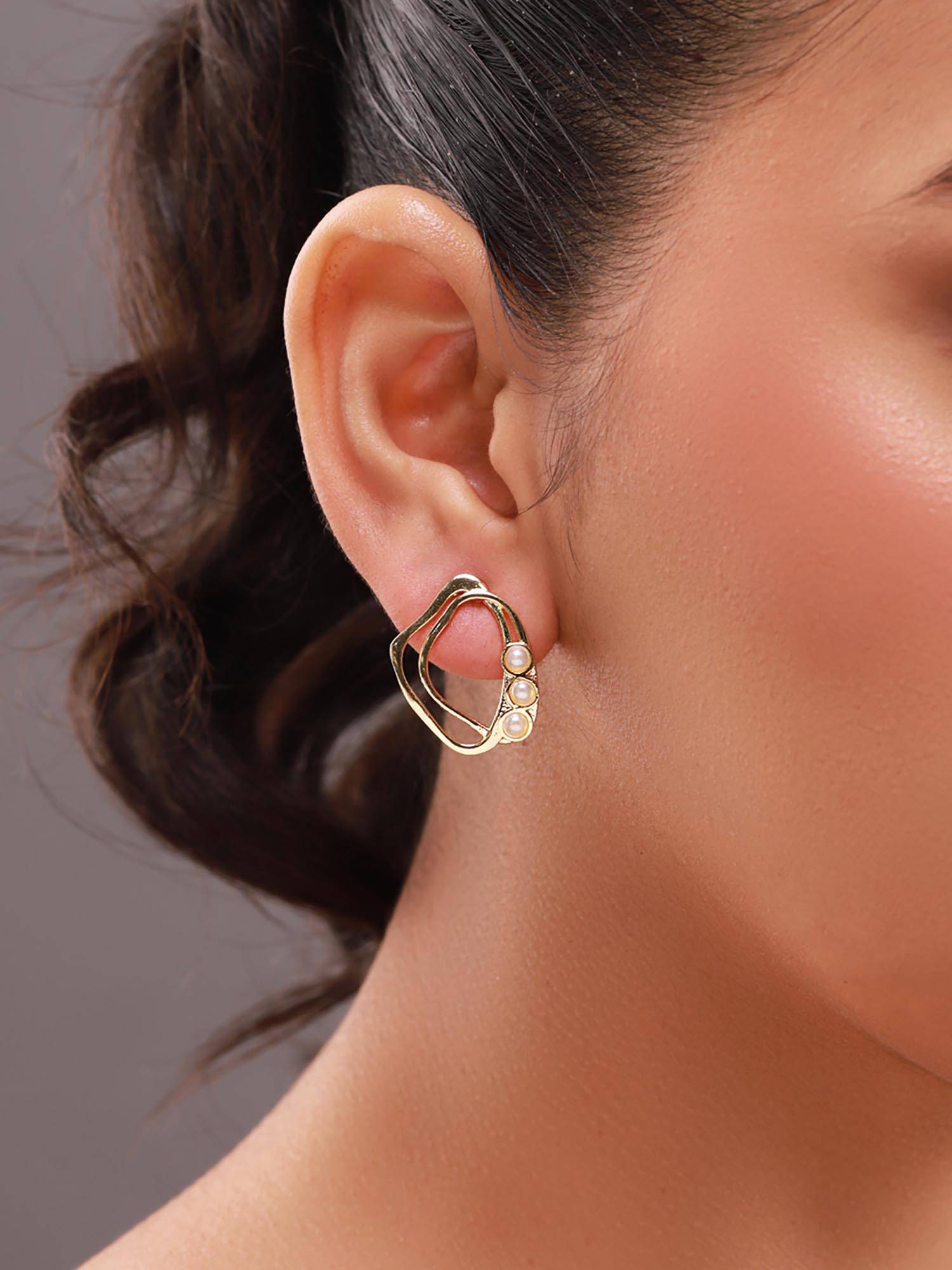Voylla White Flow Tide Seira Stud Earrings