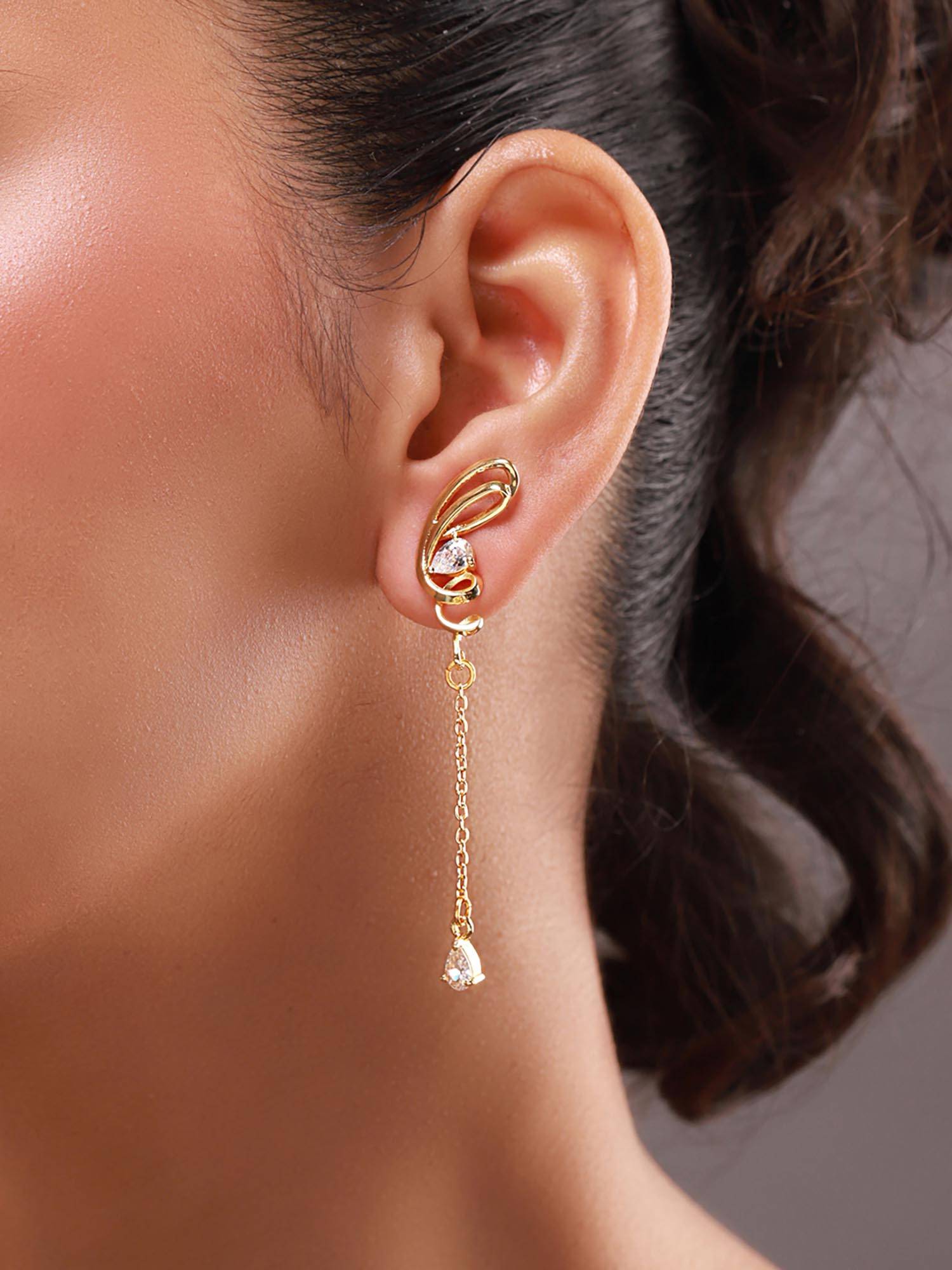 Voylla White Flow Tide Twilight Vine Drops Dangle Earrings