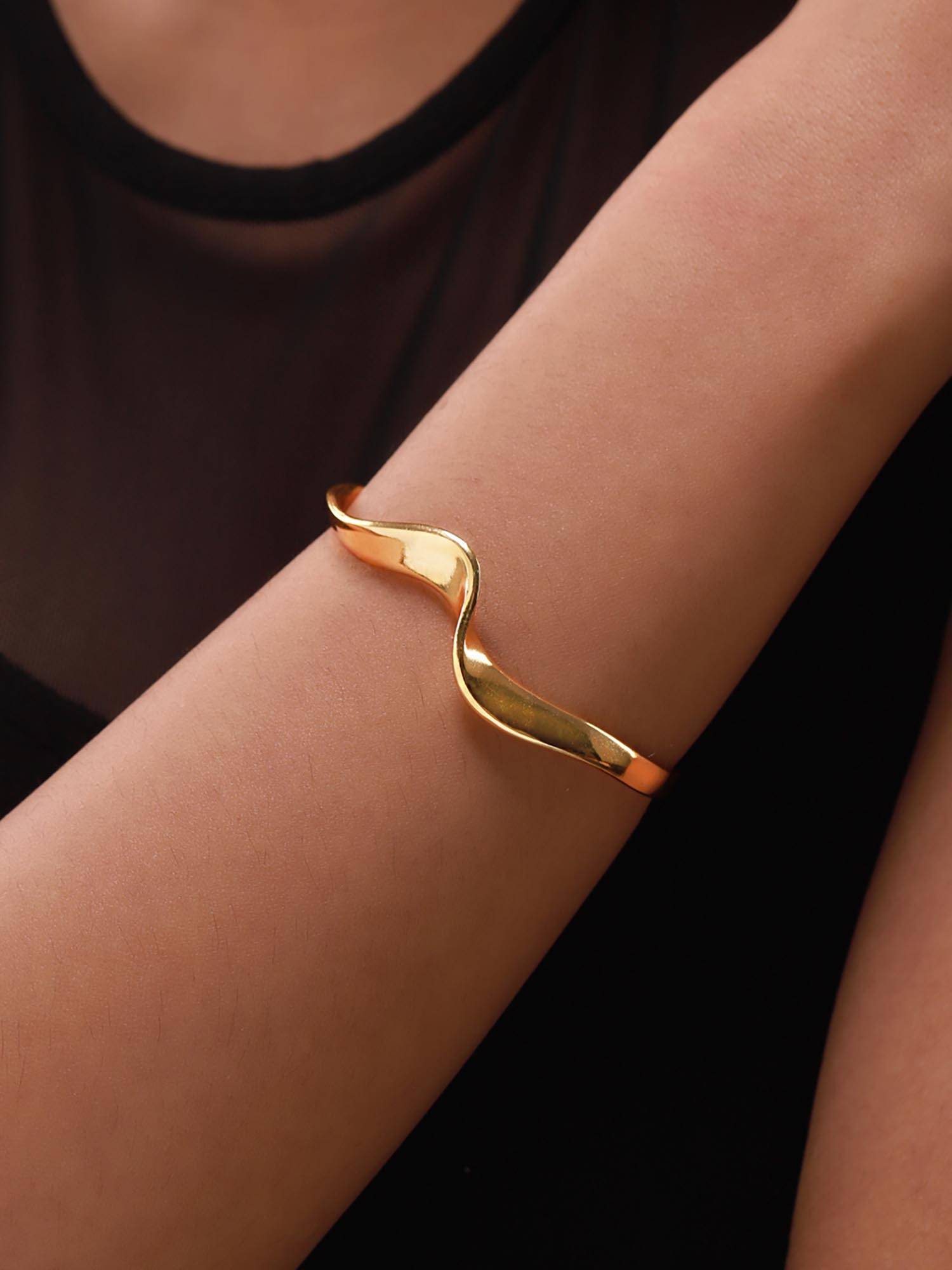 Voylla Gold Flow Tide Ribbon Cuff