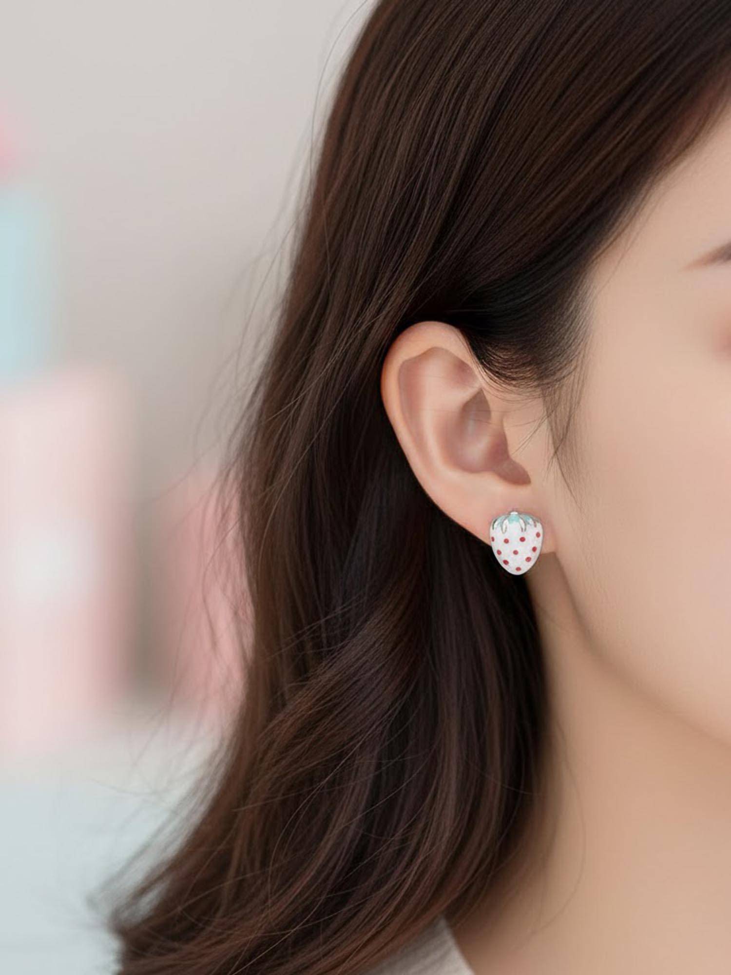 925 SILLER 925 Pure Silver White Stud Earrings