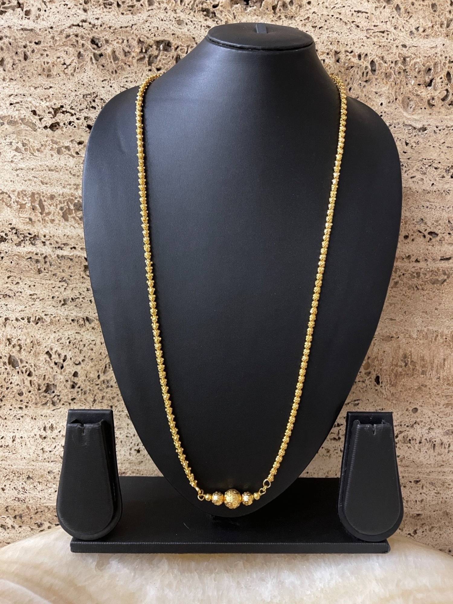 Digital Dress Room Gold Plated Long Kajari Chain Necklace