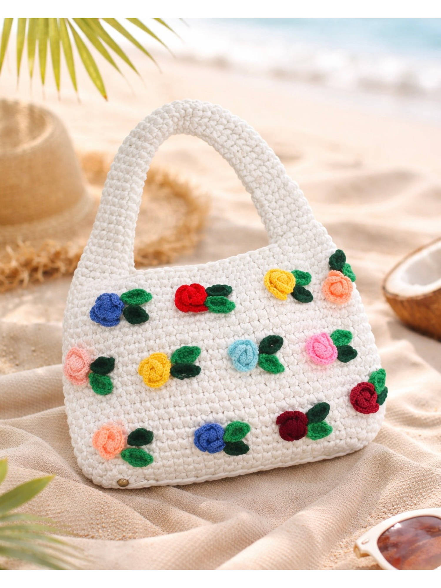 Toprico Crochet Shoulder Handbag- Bloom White