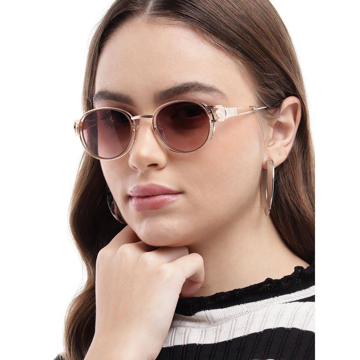 Carlton London UV Protected Brown Oval Lens Sunglasses