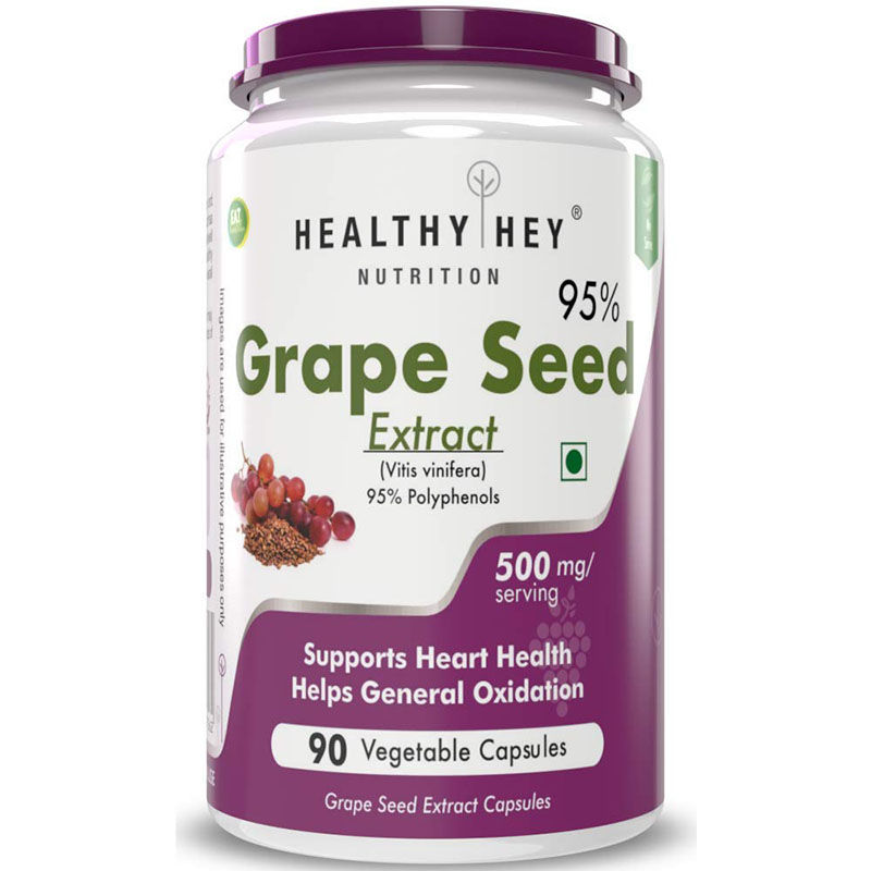 HealthyHey Nutrition Grape Seed Extract - Maximum Strength 500mg - Veg Capsules