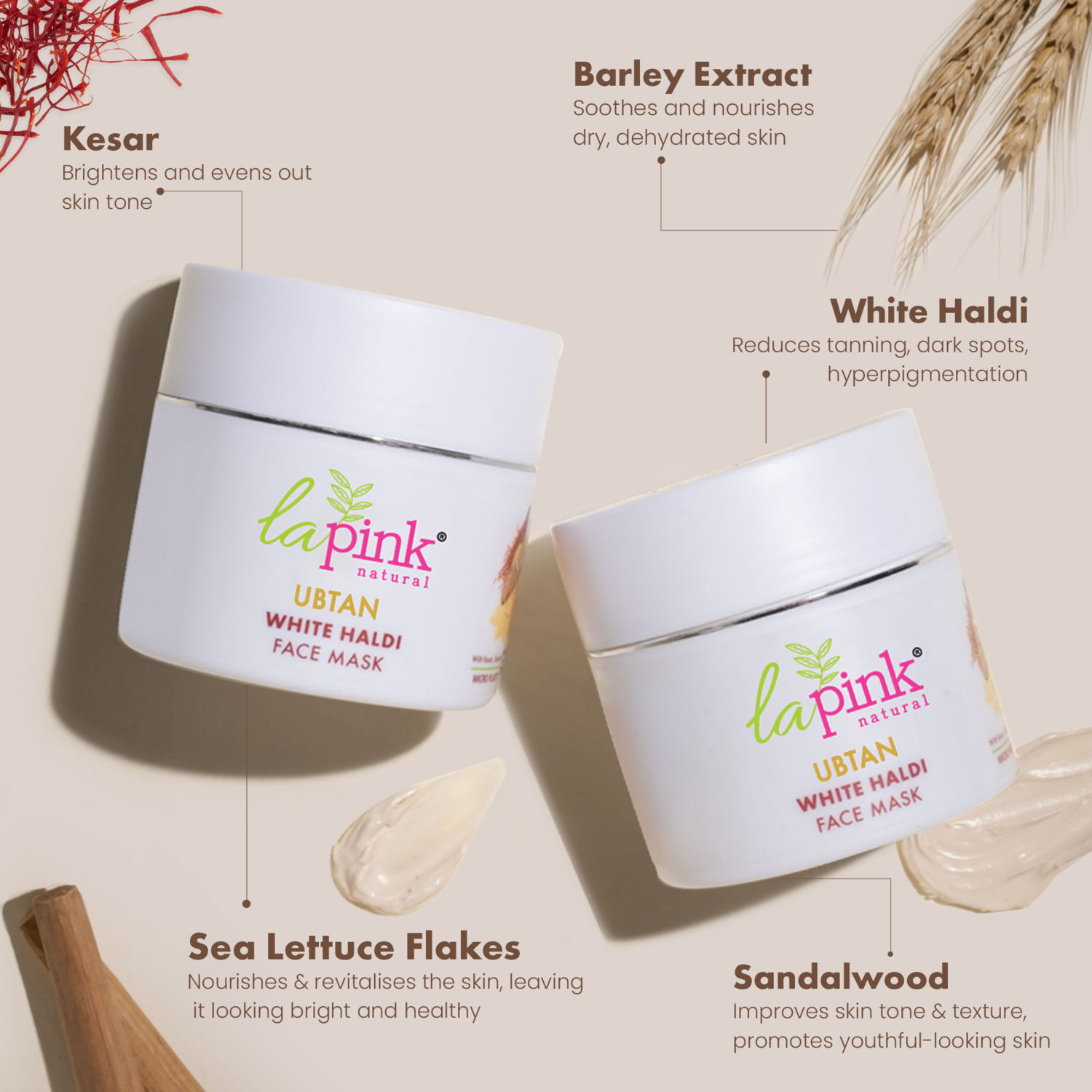 Buy La Pink Ubtan White Haldi Face Mask For Dark Spot & Tan Removal Online