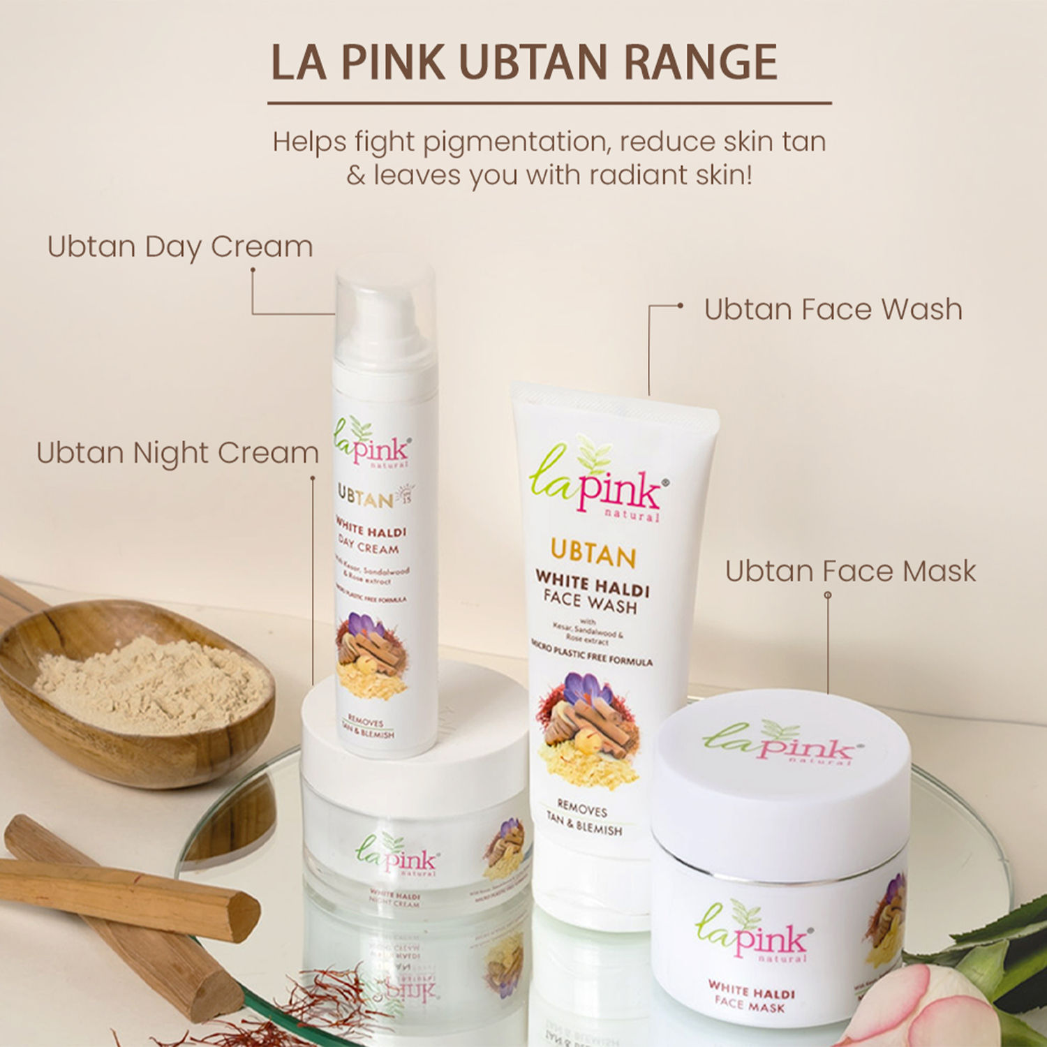 Buy La Pink Ubtan White Haldi Face Mask For Dark Spot & Tan Removal Online