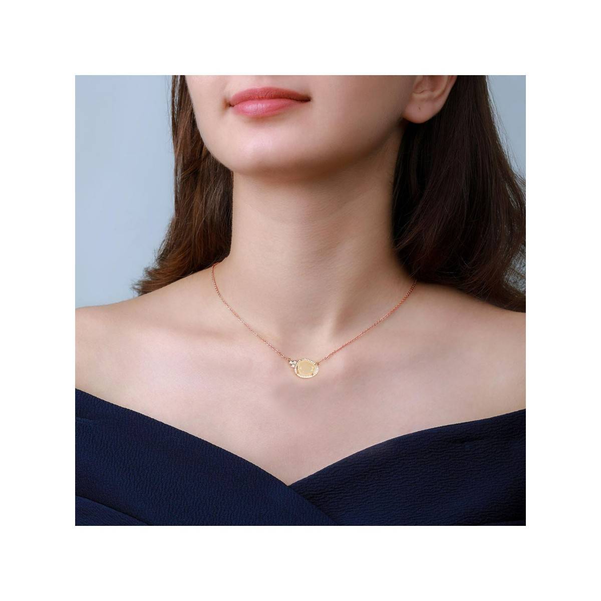 GIVA Sterling Silver Rose Gold Twilight Necklace for Girls and Womens