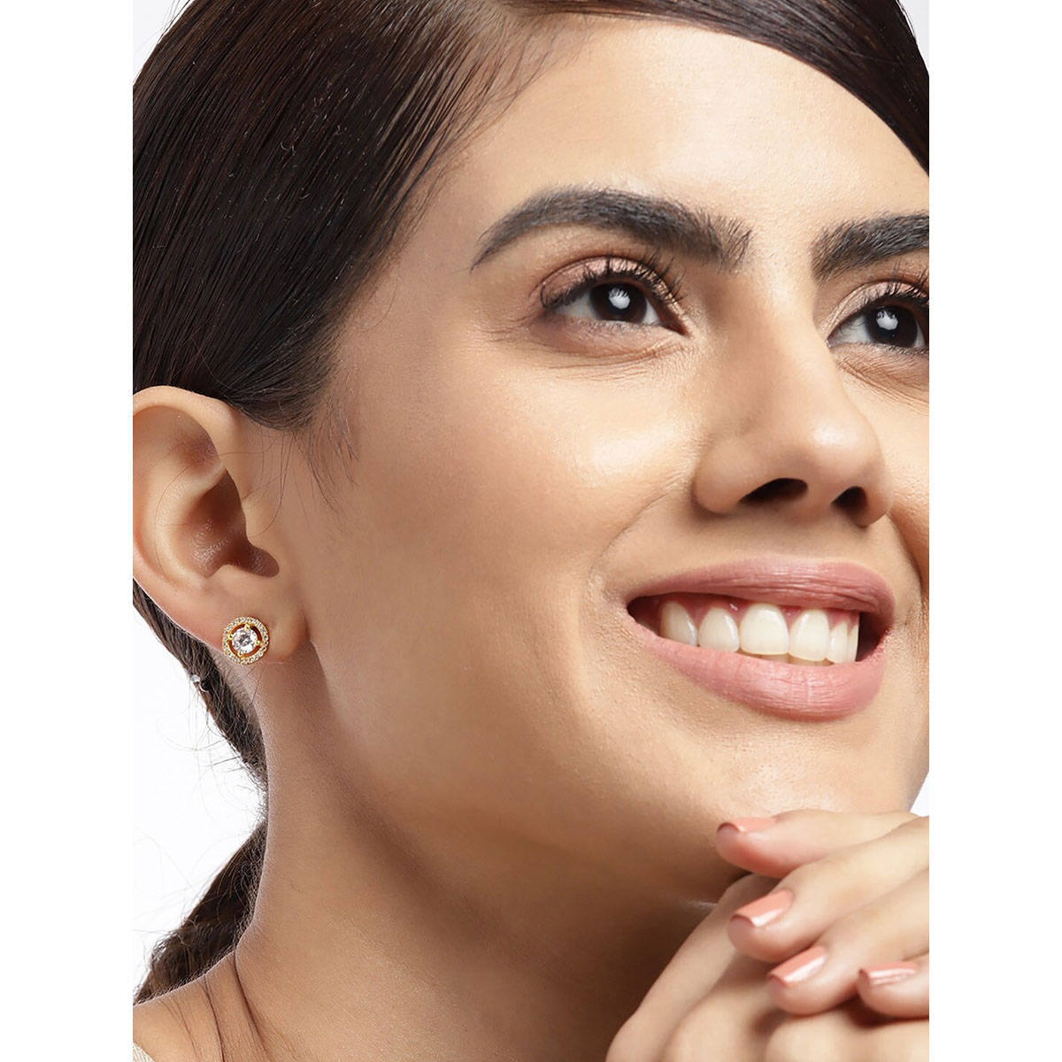 Carlton London 18Kt Gold Plated with Cz Circular Stud Earring for Women