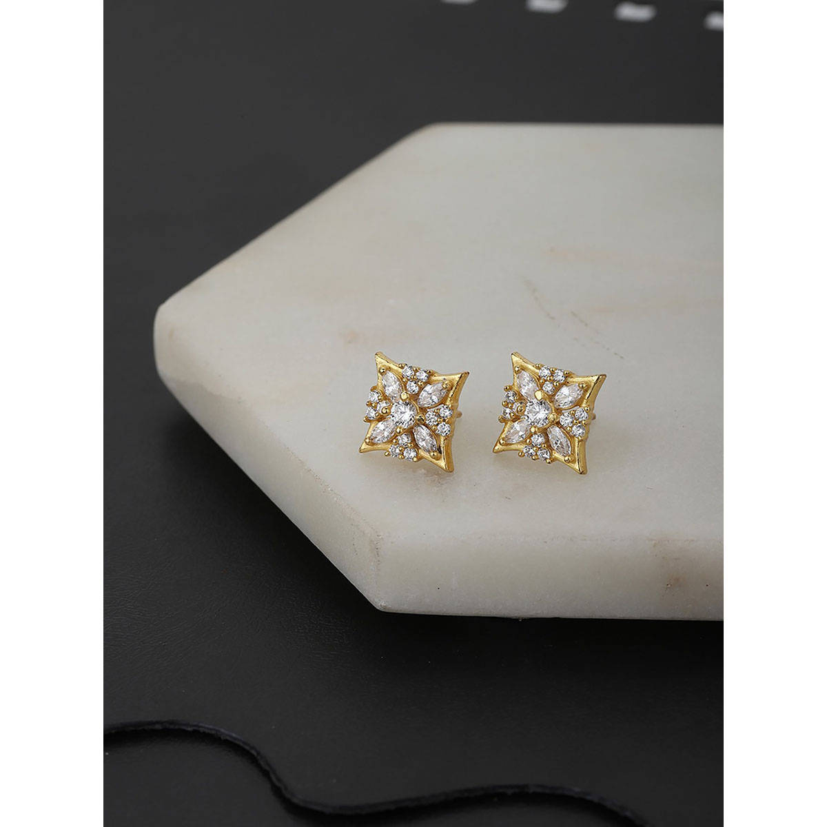Buy Carlton London 18Kt Gold Plated with Cz Star with Floral Stud ...