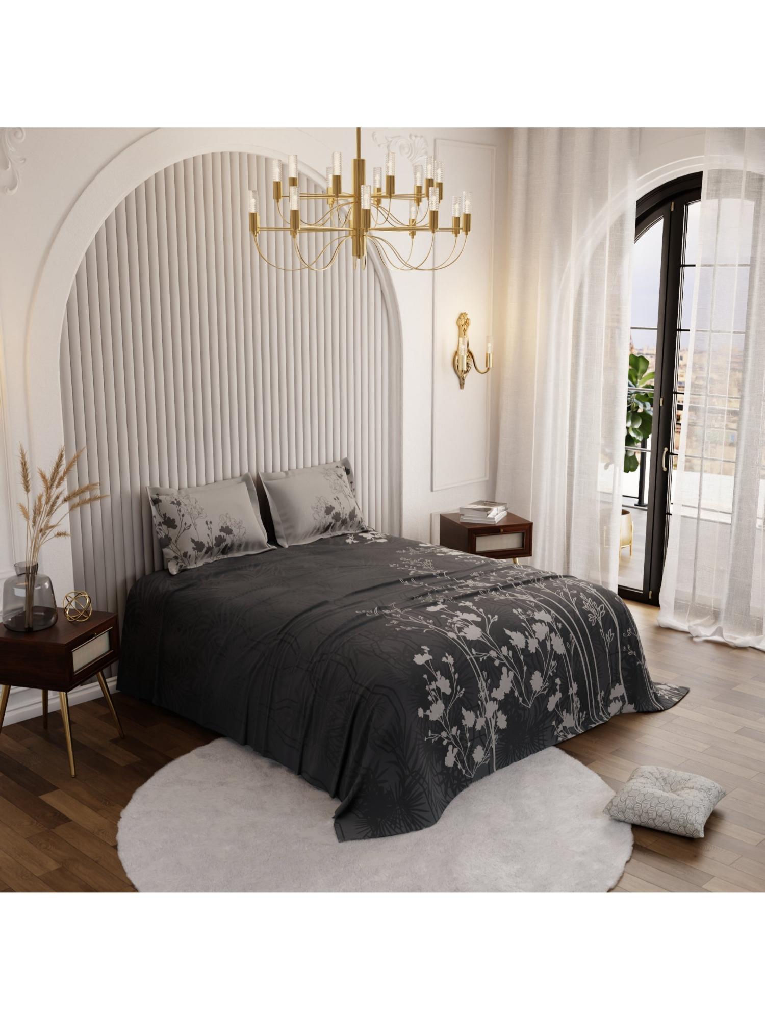 Stoa Paris Whispers of Paris Percale Truffle Canopy Super King Bed Sheet Set with 2 Pillow Cover