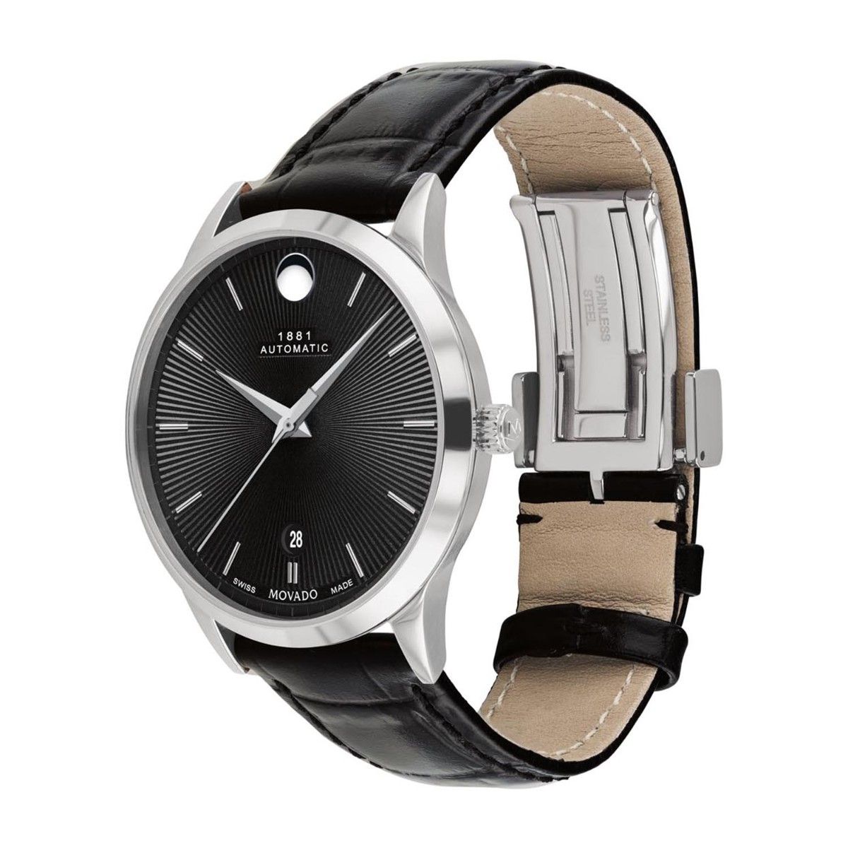 Buy Movado 1881 Automatic Black Round Dial Men Watch - 0607458 (M) Online