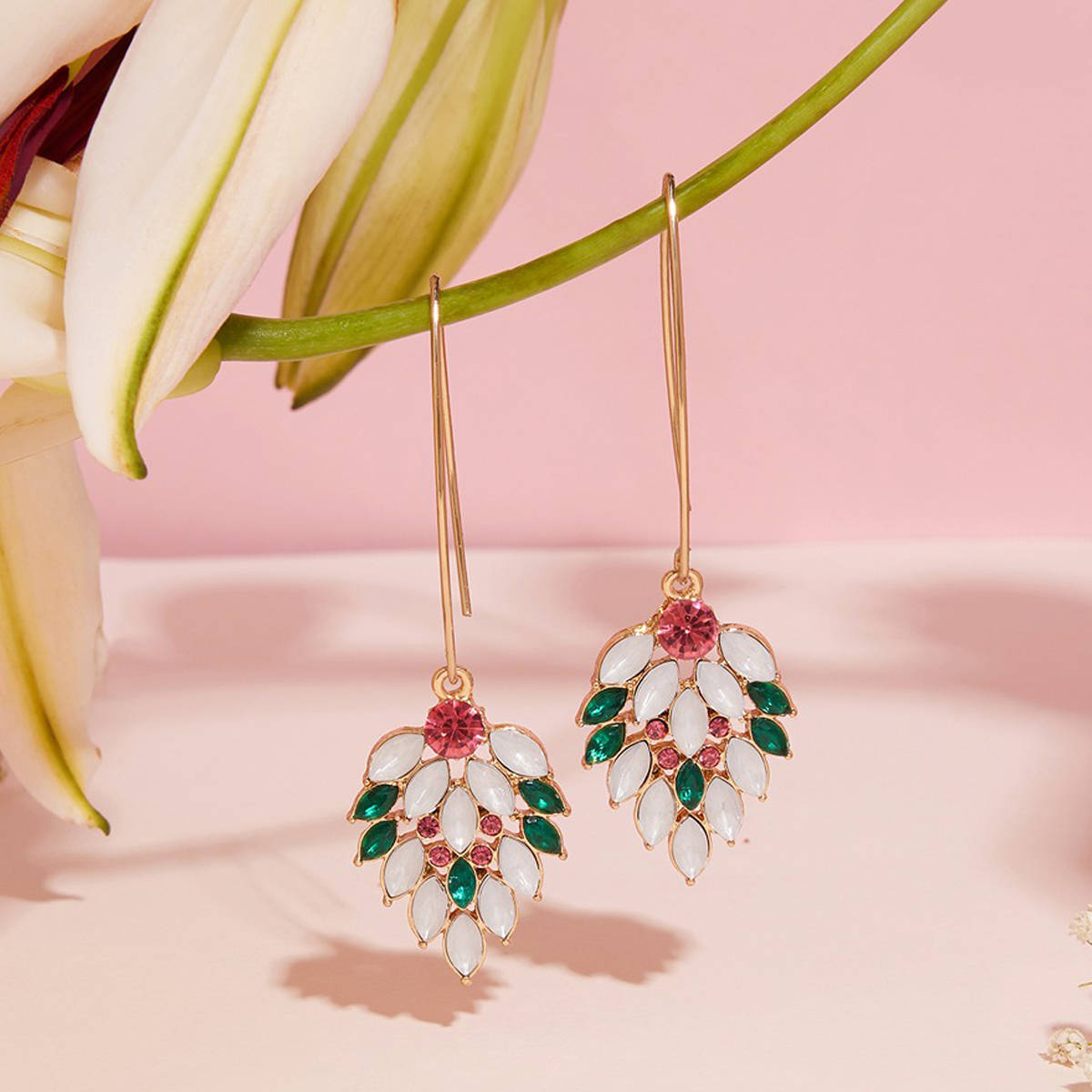 Zaveri Pearls Multicolor Dazzling Stones Contemporary Drop Earrings