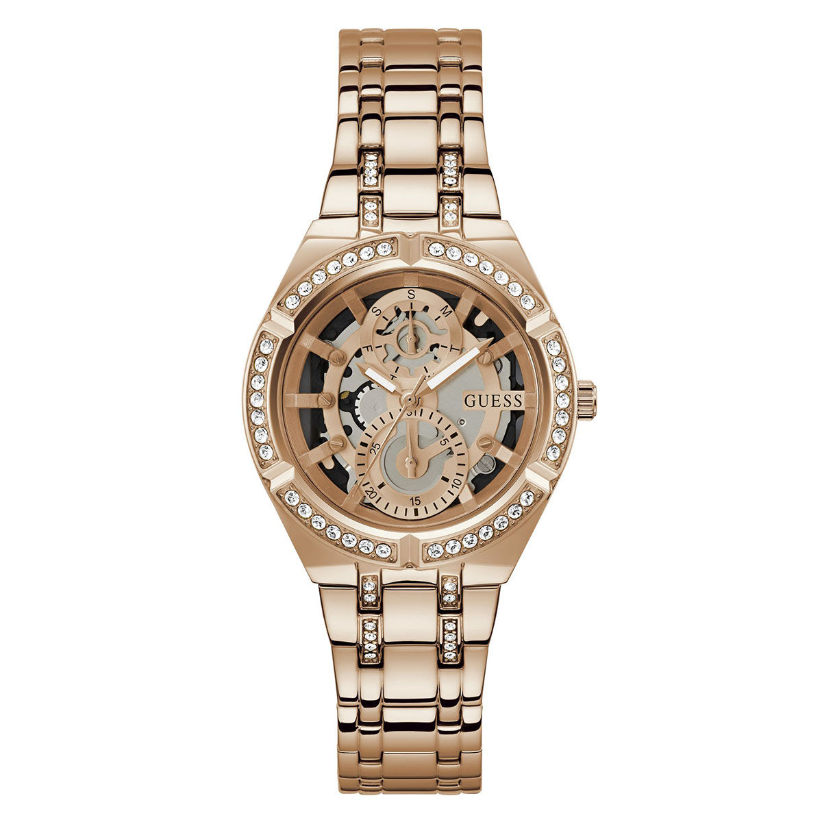 Guess Women Rose Gold Round Stainless Steel Dial Analog Watch Gw0604L3