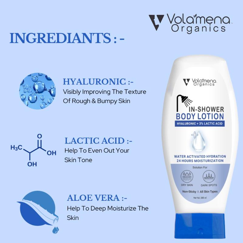 Buy Volamena Hyluronic + Lactic Acid InShower Body Lotion With