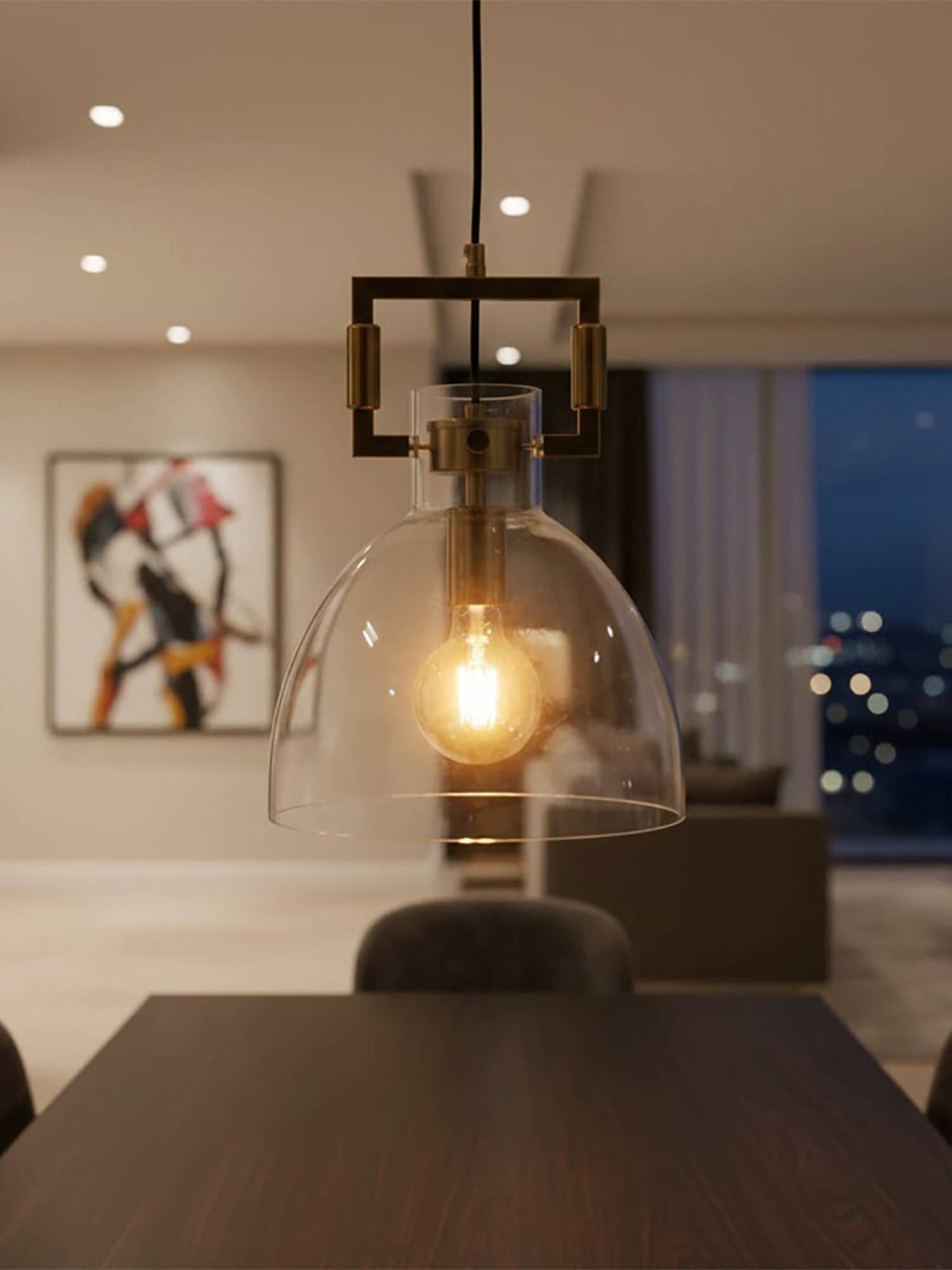 Whispering Homes Aspen Clear Glass Hanging Pendant Lamp - Dome Shade