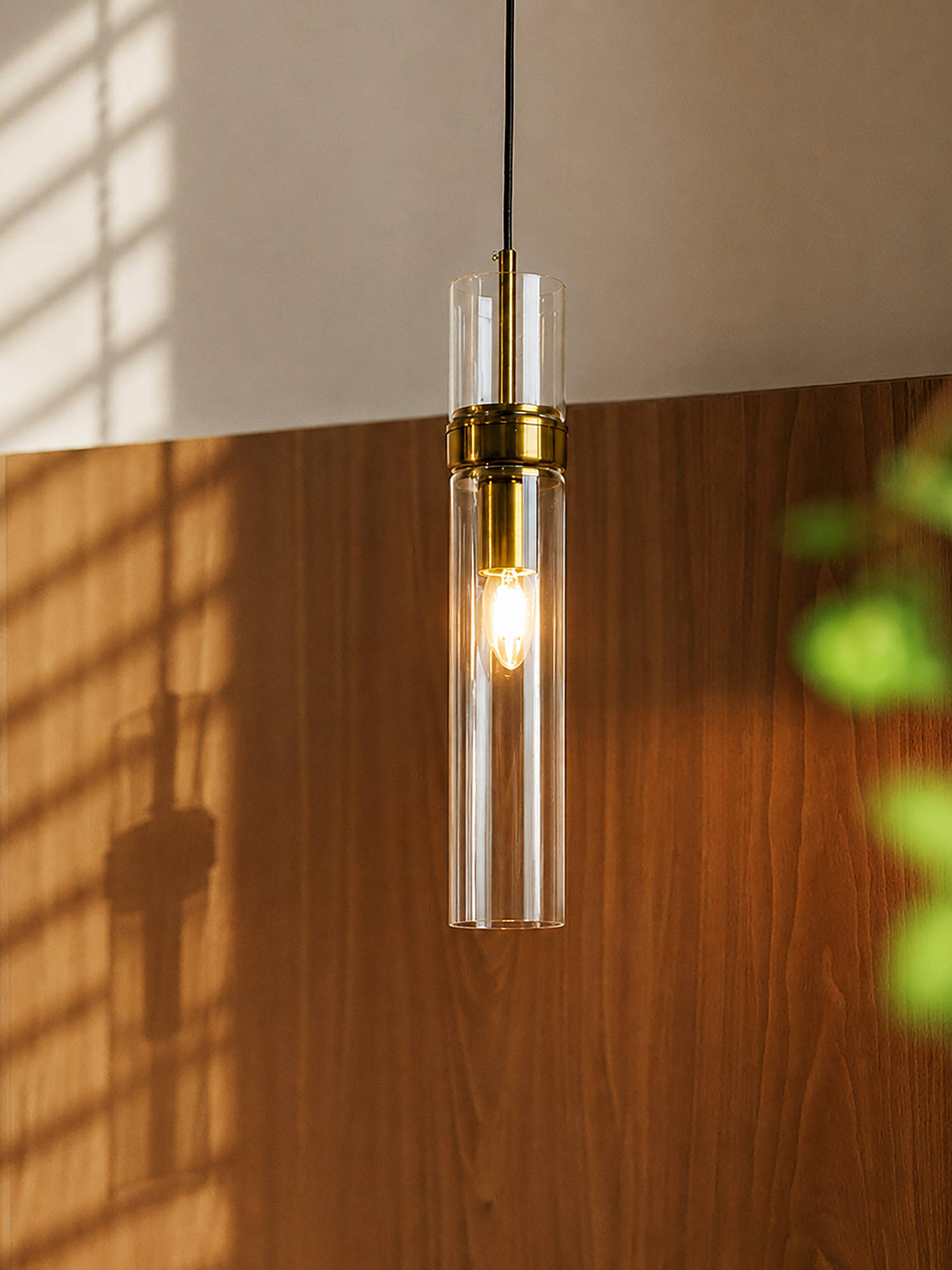 Whispering Homes Sleek Glass Tube Hanging Pendant Lamp
