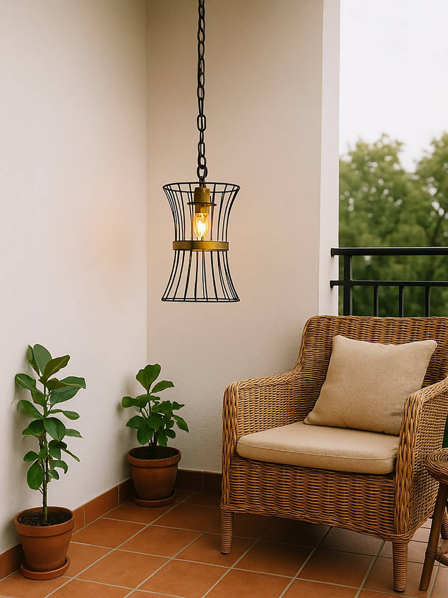 Whispering Homes Industrial Black Metal Hanging Lamp