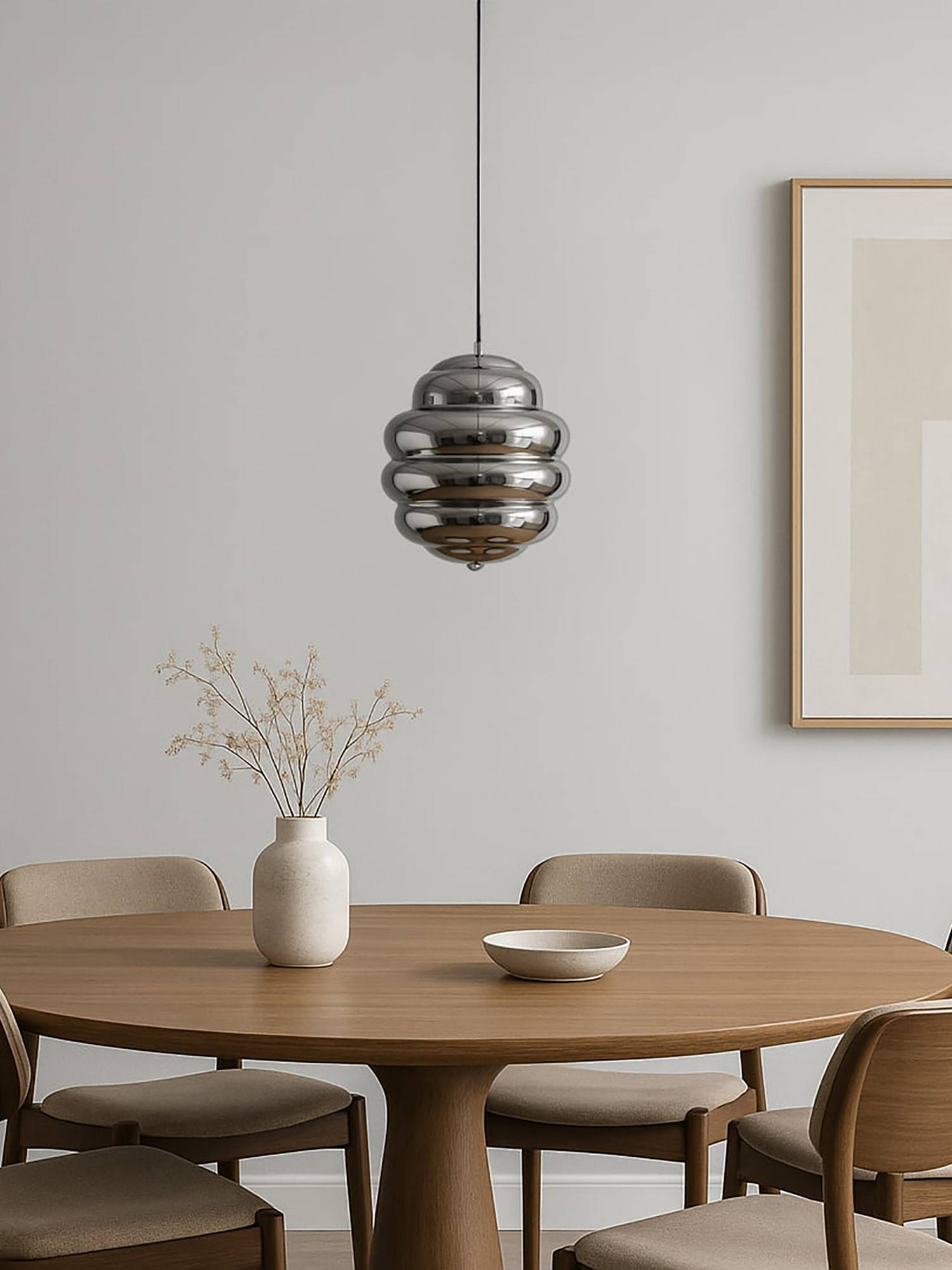 Whispering Homes Cognac Glass Pendant Lamp - Chrome
