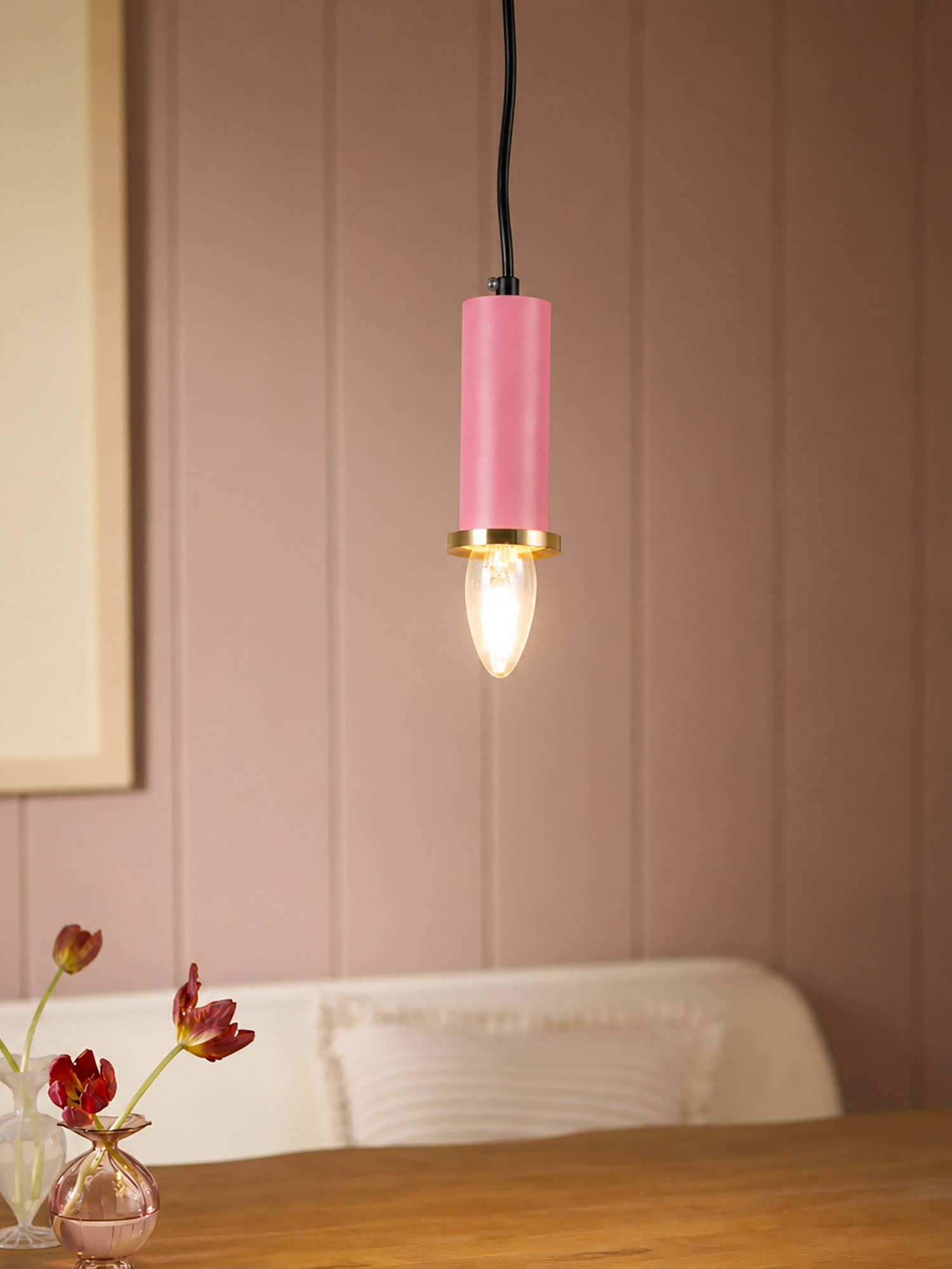 Whispering Homes Long Chic Pendant Light - Pink
