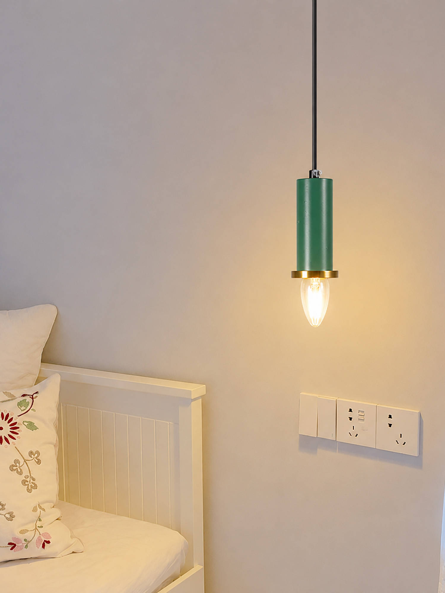 Whispering Homes Long Chic Pendant Light - Green