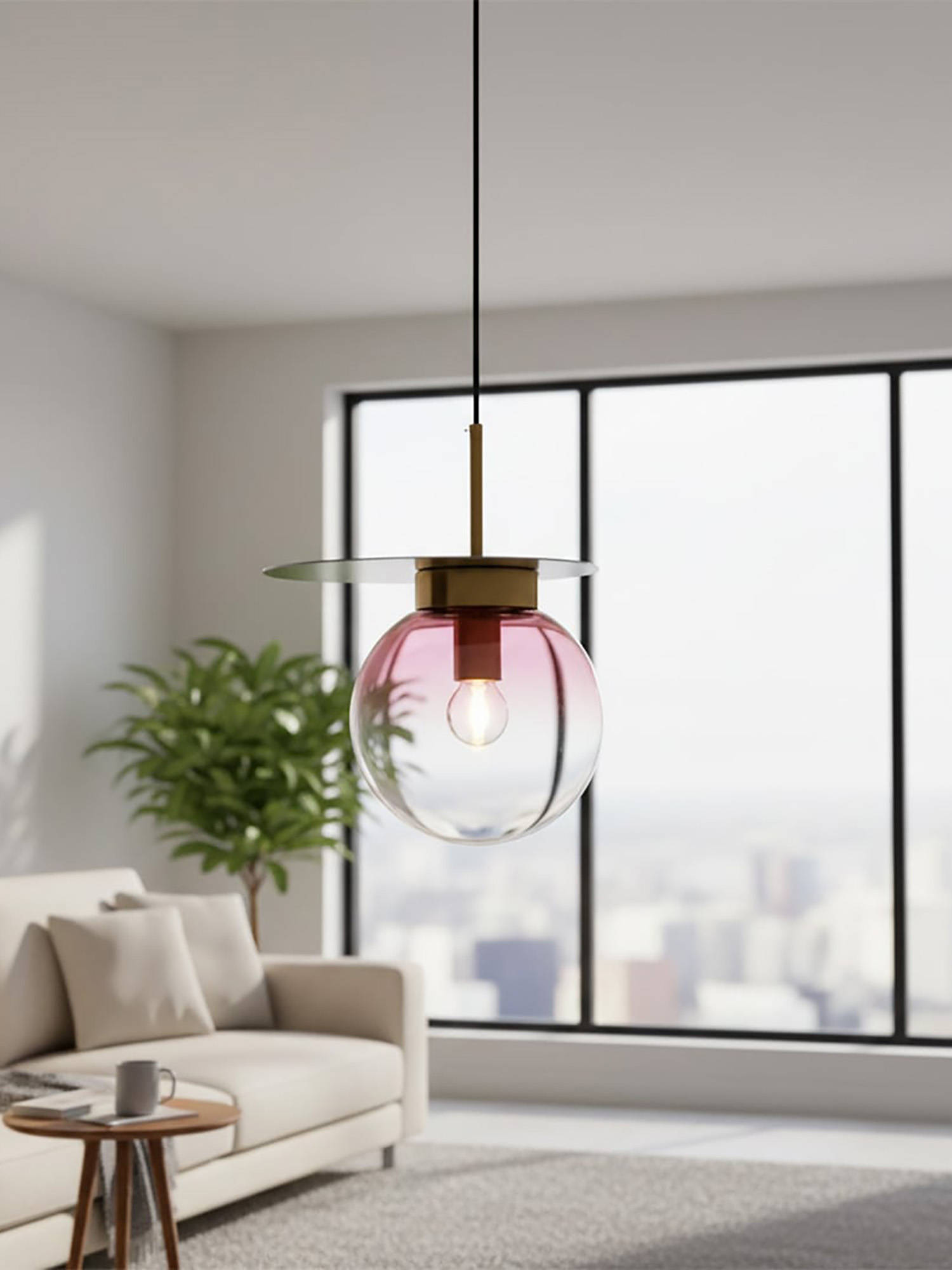 Whispering Homes Visconte Glass Hanging Light - Pink
