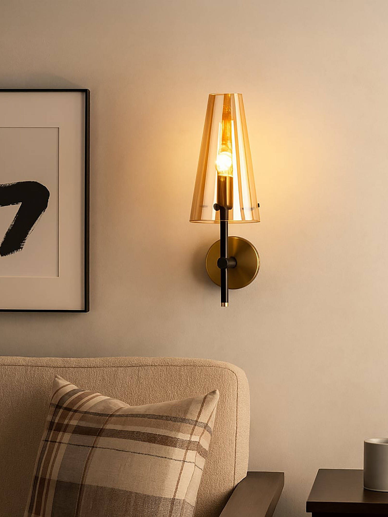 Whispering Homes Twilight Torch Conical Glass & Metal Wall Lamp