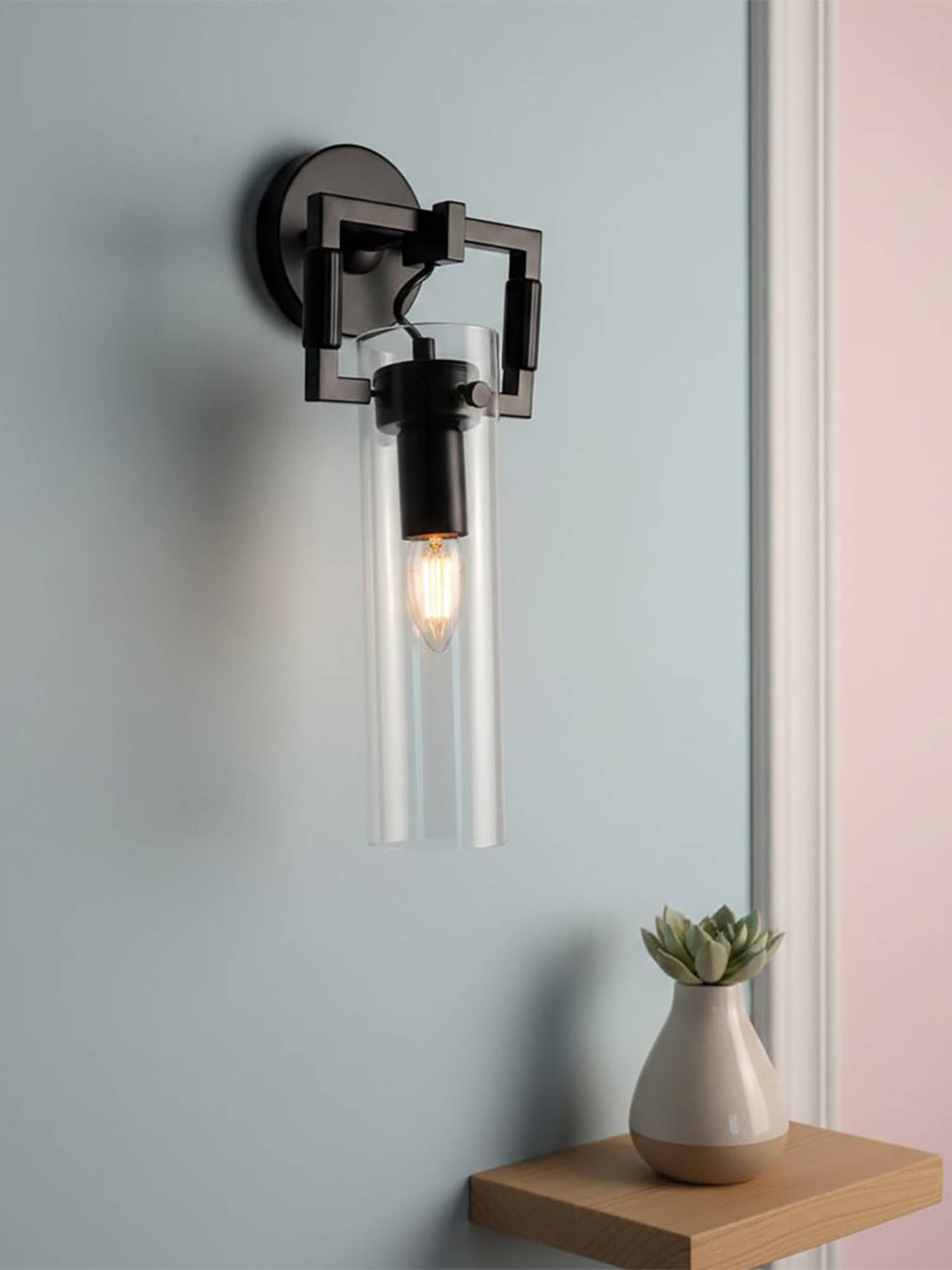 Whispering Homes Astro Pimlico Black Glass Wall Lamp