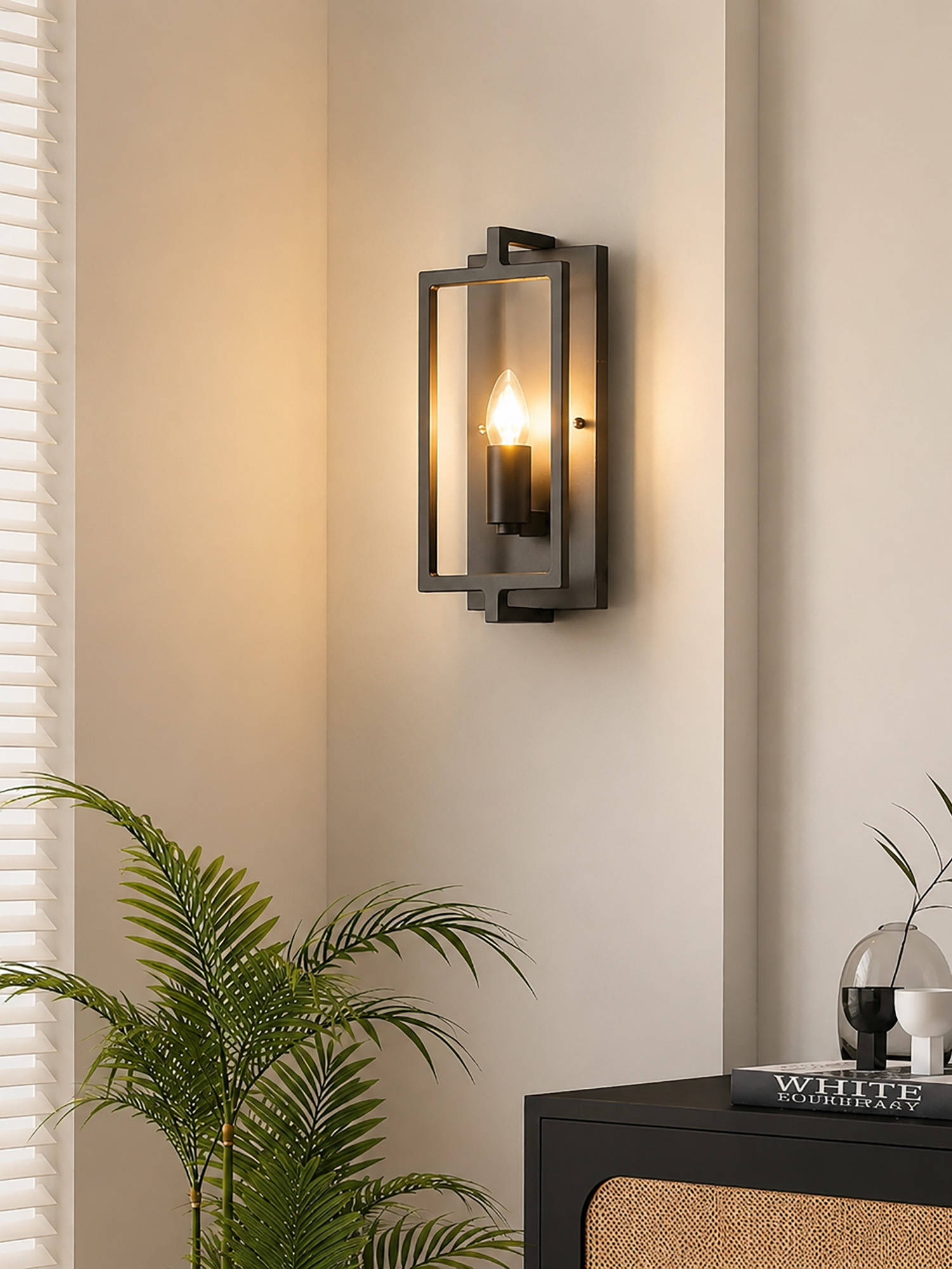 Whispering Homes Tube Wall Light - Black & Glass