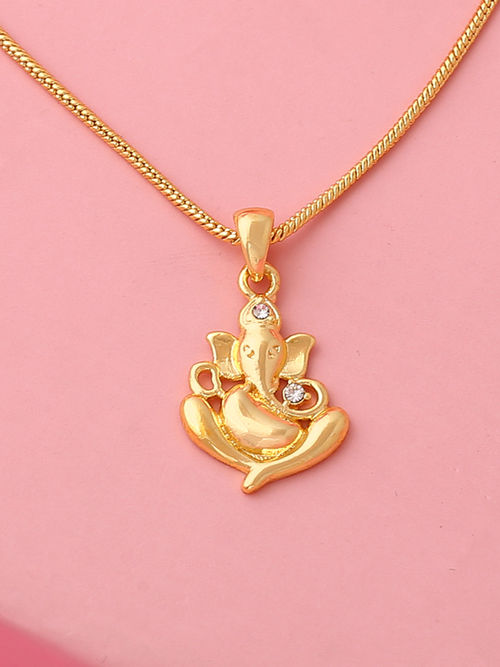 Buy Estele Gold Tone Plated Ganesh Designer Pendant for Women Online
