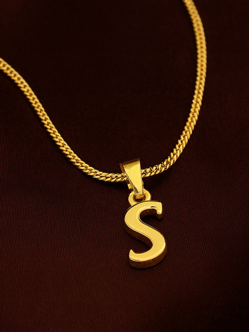 Estele Valentine Gift Gold Plated Initial S Letter Pendant for Women