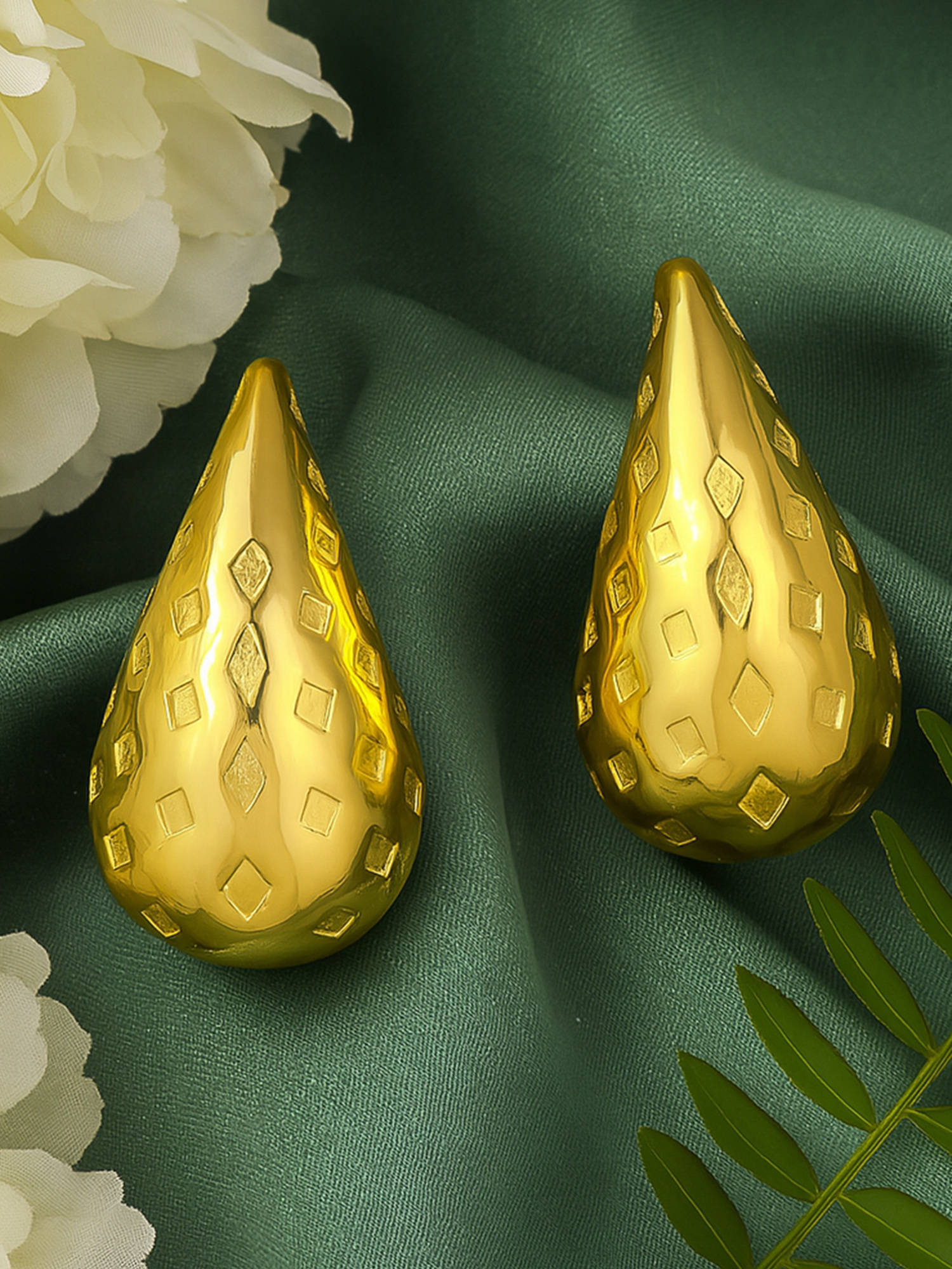 Estele Gold Plated beautyable Tear Drop Ever Fine Chunky Stud Earrings for Girls & Women