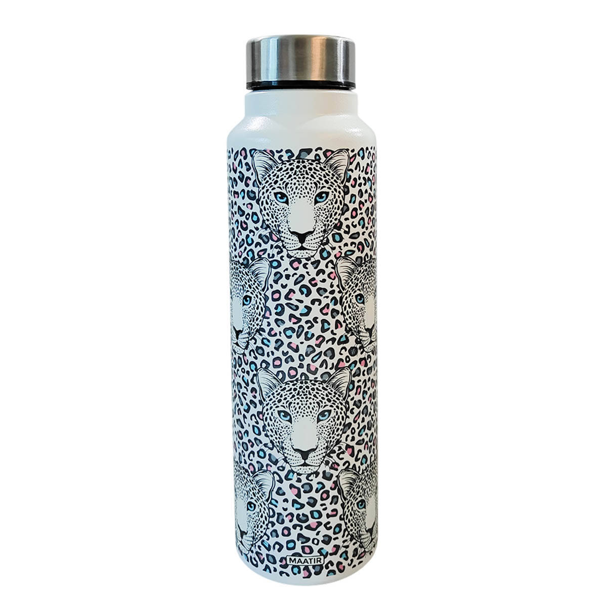 Maatir Stainless Steel Water Bottle - Leopard Abstract Art