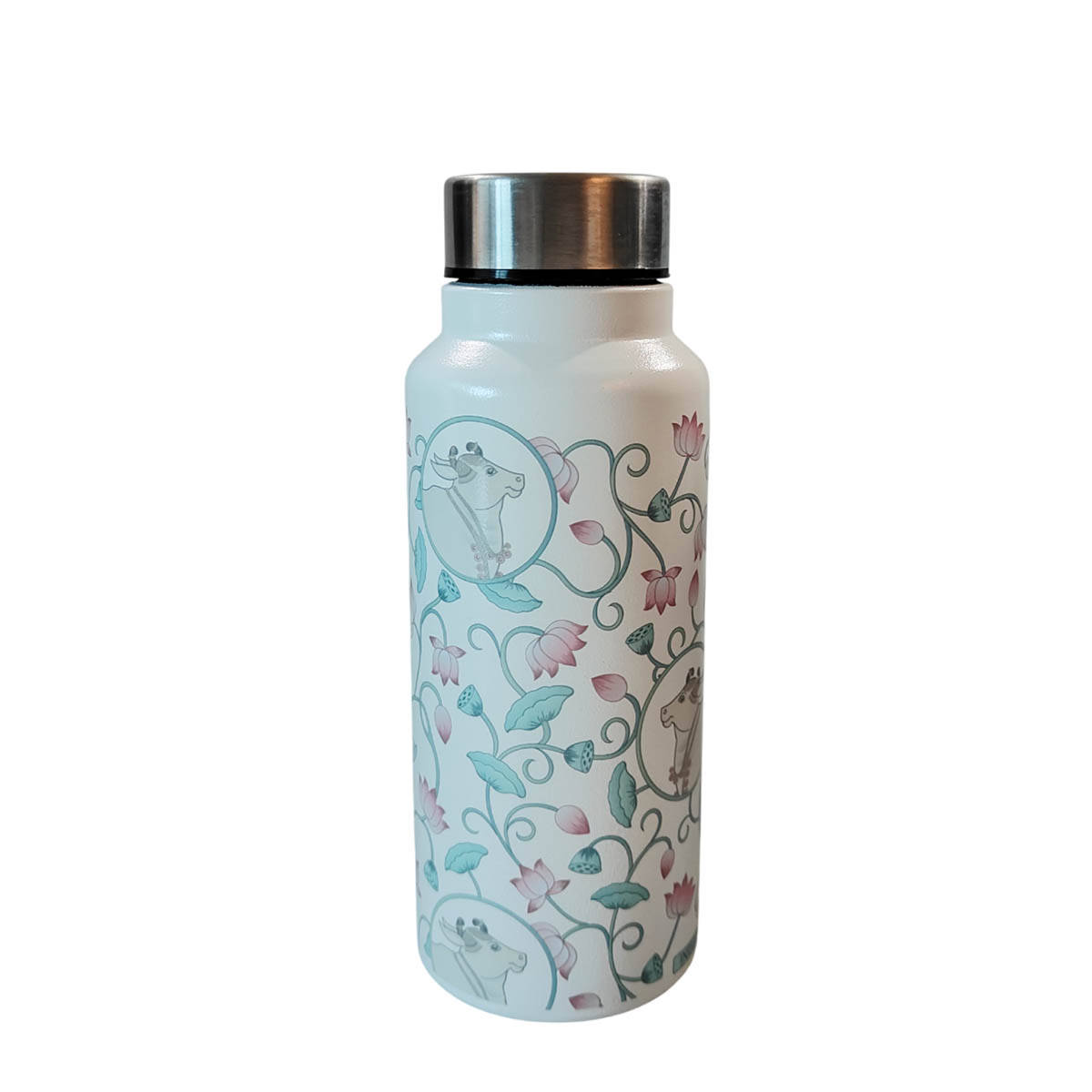 Maatir Kamdhenu Pichwai Cow Art 750ml Steel Water Bottle