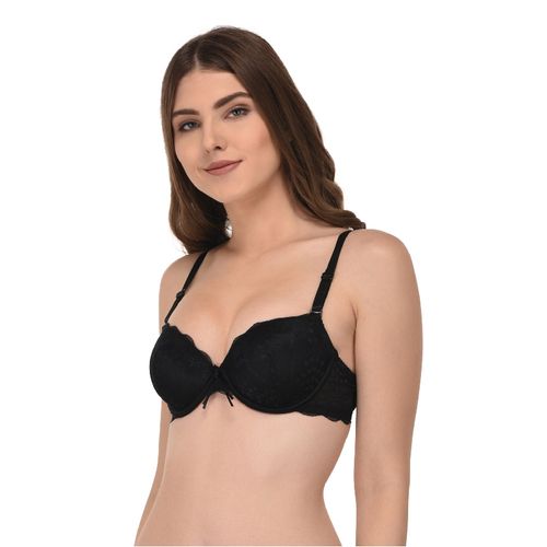 PrettyCat Hot Lace Pushup Bra - Black (36B)