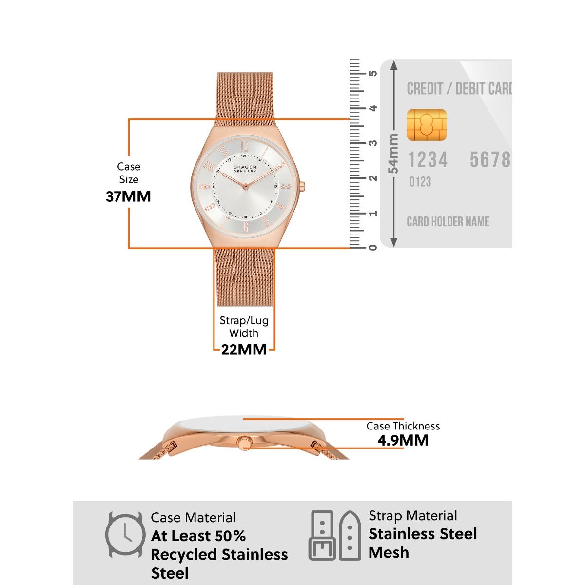 Buy Skagen Grenen Ultra Slim Rose Gold Watch SKW6827 Online