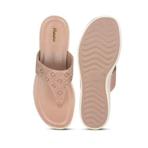 Buy Bata Women Casual Peach Slip-On Sandals Online