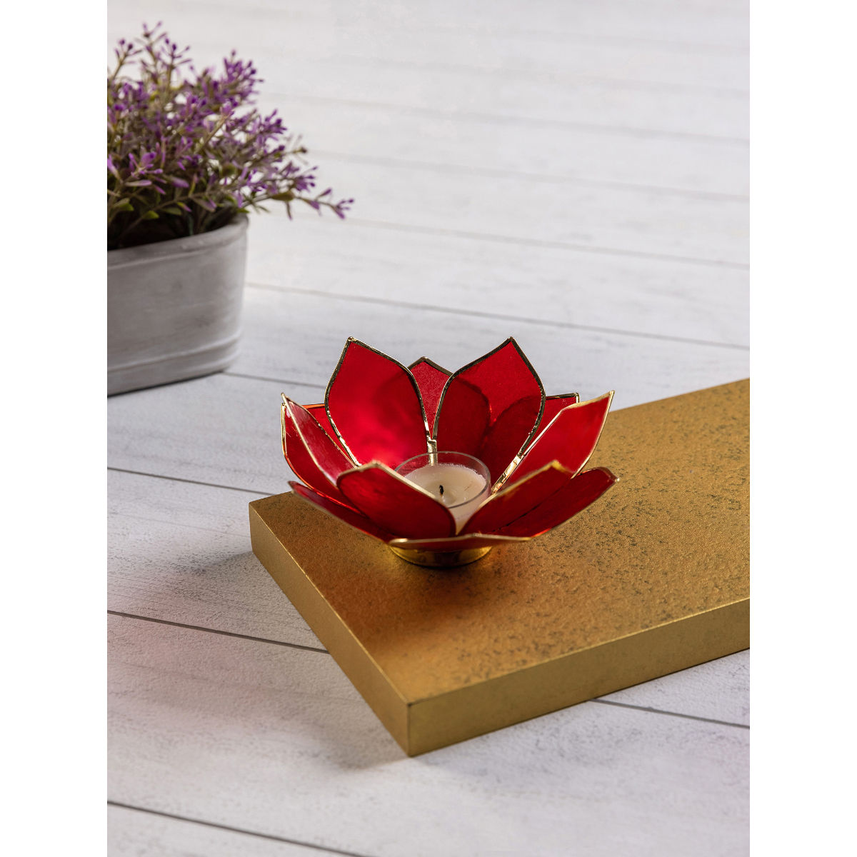 Pure Home + Living Set of 2 12 Petals Red Tea light Holder Buy Pure
