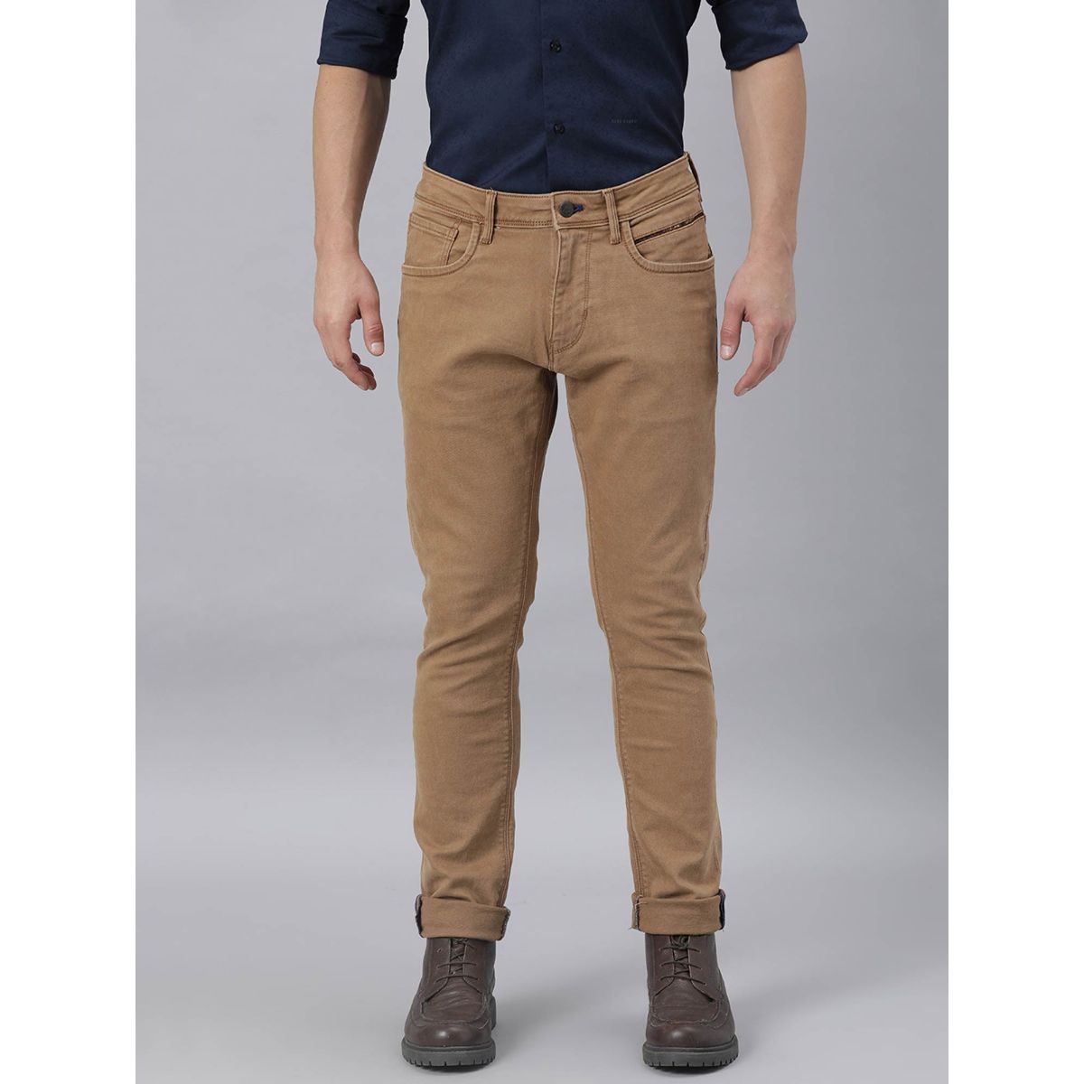 Rare Rabbit Solid Brown Jeans: Buy Rare 